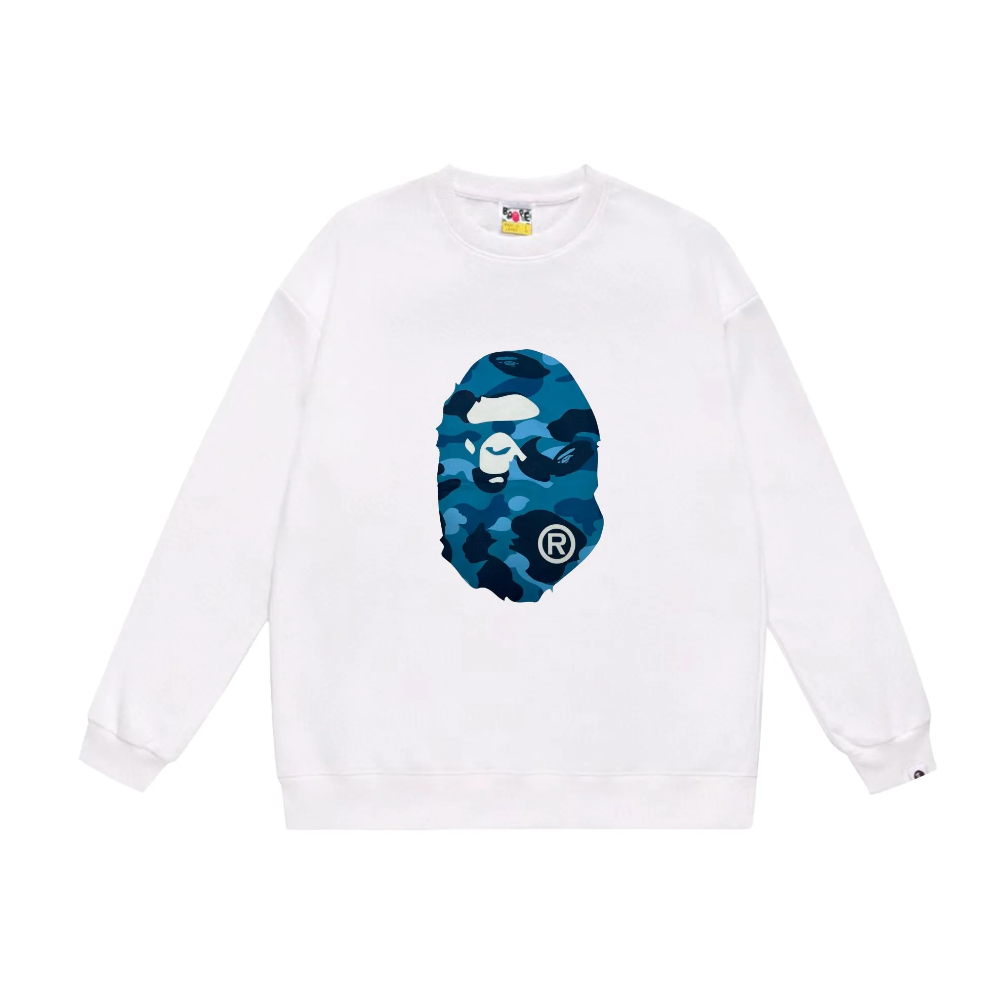 P170 model number SC552# terry 80 plus velvet 85 (top version) BAPE honeycomb camouflage letters great ape head print pattern round neck sweatshirt Made of 350g large terry (drop shoulder large version) fabric, soft texture and no pilling Imported environmentally friendly printing glue The pattern is bright and three-dimensional Quality 💥Same style for men and women The upper body is trendy Color: black gray white gray gray gray black blue white blue gray blue Size: S M L XL XXL