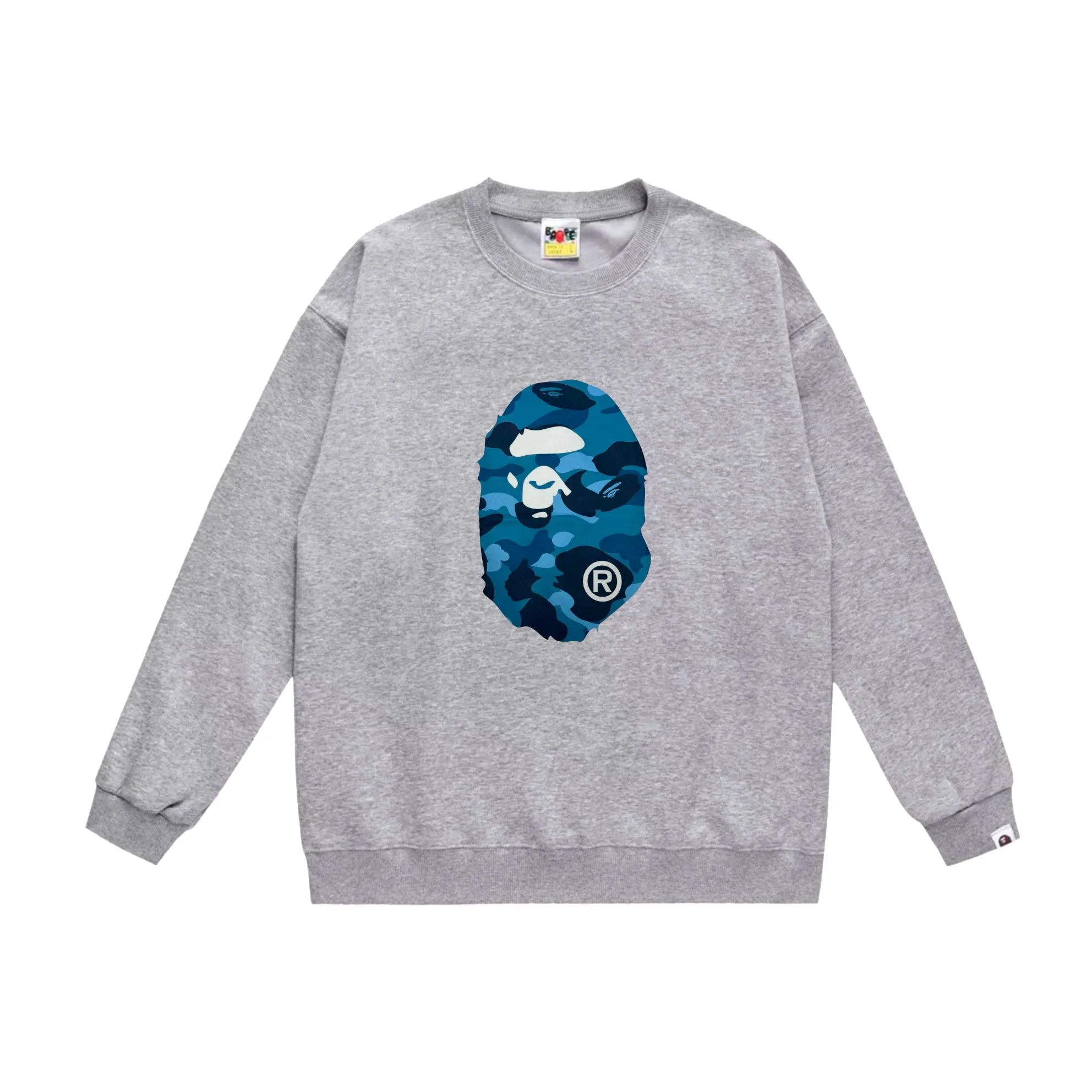 P170 model number SC552# terry 80 plus velvet 85 (top version) BAPE honeycomb camouflage letters great ape head print pattern round neck sweatshirt Made of 350g large terry (drop shoulder large version) fabric, soft texture and no pilling Imported environmentally friendly printing glue The pattern is bright and three-dimensional Quality 💥Same style for men and women The upper body is trendy Color: black gray white gray gray gray black blue white blue gray blue Size: S M L XL XXL