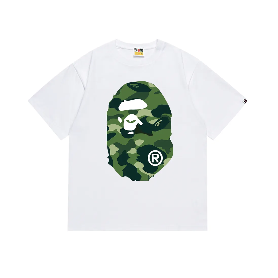 P110 SC060# (top version) BAPE double-sided camouflage ape head printed short-sleeved T-shirt Made of 260 grams of high-quality high-weave pure cotton fabric, double yarn combed, soft texture and no pilling Imported environmentally friendly printing glue, bright and three-dimensional pattern, quality 💥unisex style, the upper body is fashionable Color: white camouflage black camouflage white yellow black yellow white green black green white purple black purple white red black red Size: S M L XL XXL
