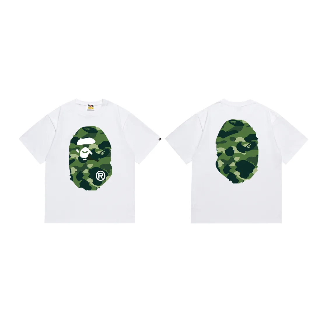 P110 SC060# (top version) BAPE double-sided camouflage ape head printed short-sleeved T-shirt Made of 260 grams of high-quality high-weave pure cotton fabric, double yarn combed, soft texture and no pilling Imported environmentally friendly printing glue, bright and three-dimensional pattern, quality 💥unisex style, the upper body is fashionable Color: white camouflage black camouflage white yellow black yellow white green black green white purple black purple white red black red Size: S M L XL XXL