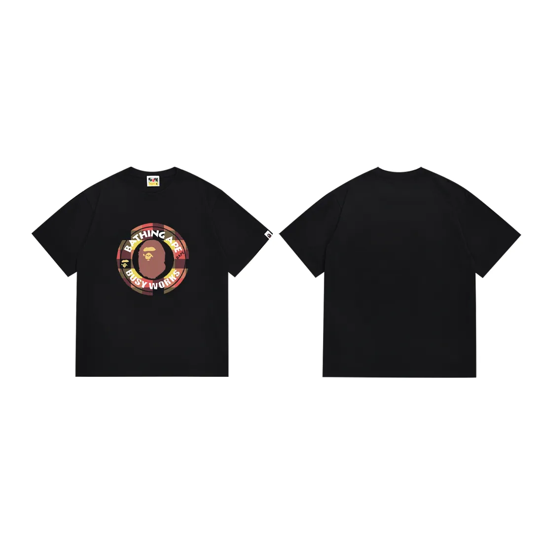 P110 SC072# (top version) BAPE ape head classic letter printed short-sleeved T-shirt. Made of 260 grams of high-quality high-weave pure cotton fabric. Double yarn combed, soft texture and no pilling. Imported environmentally friendly printing glue. Bright and three-dimensional pattern. Quality💥Same style for men and women. The upper body is trendy. Color: black and red, white and red, black and blue, white and blue. Size: S M L XL XXL