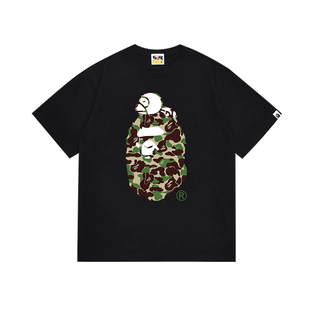 SC146#p110💰 (Top version) BAPE sleeping monkey ape head pattern short-sleeved T-shirt Made of 260 grams of high-quality high-weave pure cotton fabric, double yarn combed, soft texture and no pilling Imported environmentally friendly printing glue, bright and three-dimensional pattern, quality 💥Same style for men and women, the upper body is fashionable Color: black white Size: S M L XL XXL