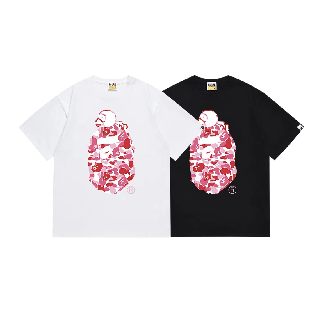SC146#p110💰 (Top version) BAPE sleeping monkey ape head pattern short-sleeved T-shirt Made of 260 grams of high-quality high-weave pure cotton fabric, double yarn combed, soft texture and no pilling Imported environmentally friendly printing glue, bright and three-dimensional pattern, quality 💥Same style for men and women, the upper body is fashionable Color: black white Size: S M L XL XXL