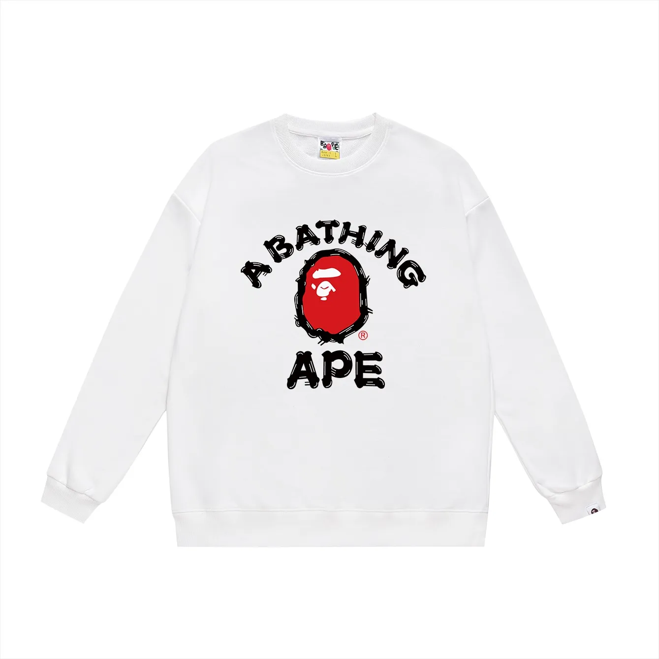 P150 model number SC497# terry 75 plus velvet 80 (top version) BAPE ape head letter brush pattern printed round neck sweatshirt Made of 350g large terry (drop shoulder large version) fabric, soft texture and no pilling Imported environmentally friendly printing glue The pattern is bright and three-dimensional Quality 💥Same style for men and women The upper body is trendy Color: black white gray Size: S M L XL XXL