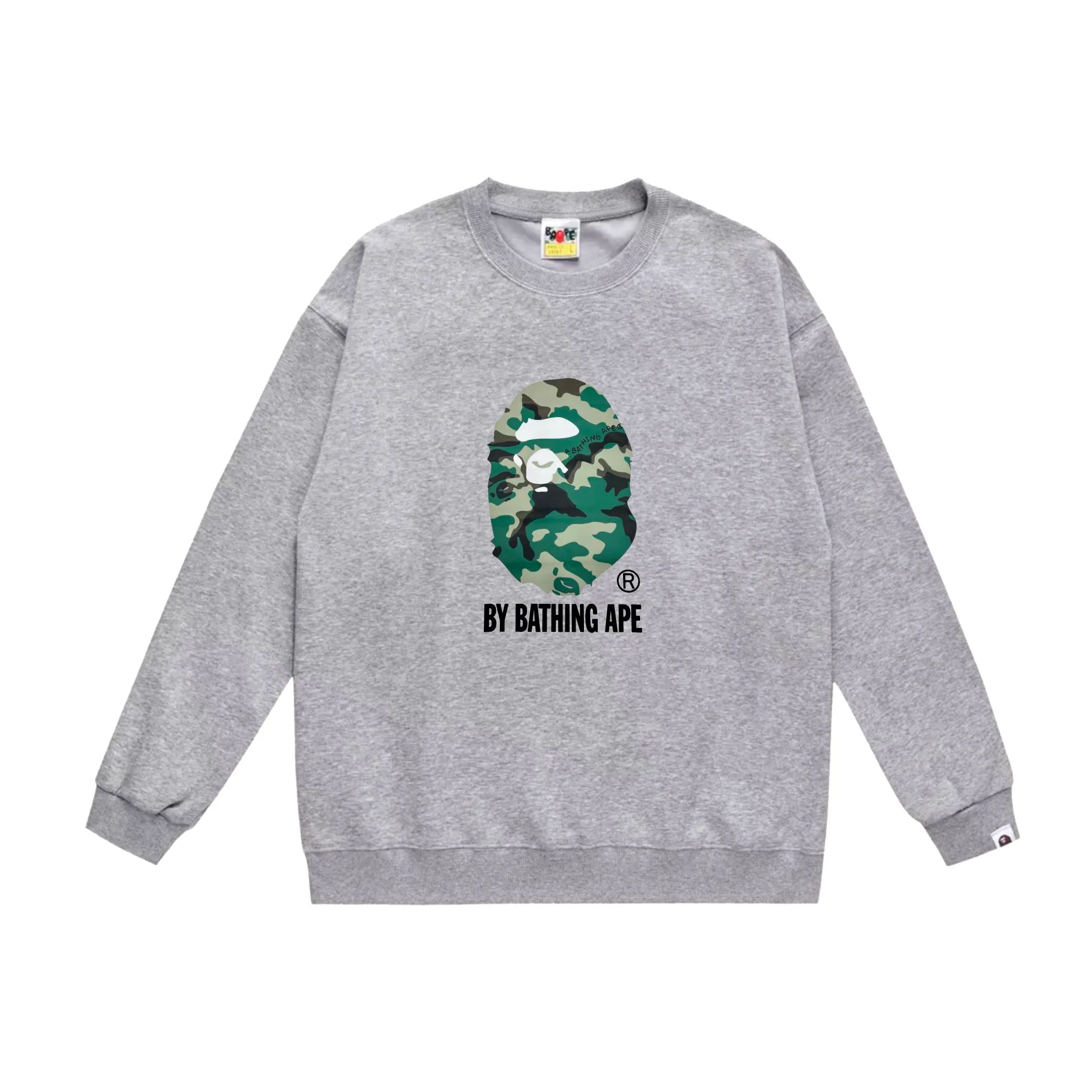 P170 model number SC554# terry 80 plus velvet 85 (top version) BAPE forest camouflage letters ape head print pattern round neck sweatshirt Made of 350g large terry (drop shoulder large version) fabric, soft texture and no pilling Imported environmentally friendly printing glue The pattern is bright and three-dimensional Quality 💥Same style for men and women The upper body is trendy Color: black white gray Size: S M L XL XXL