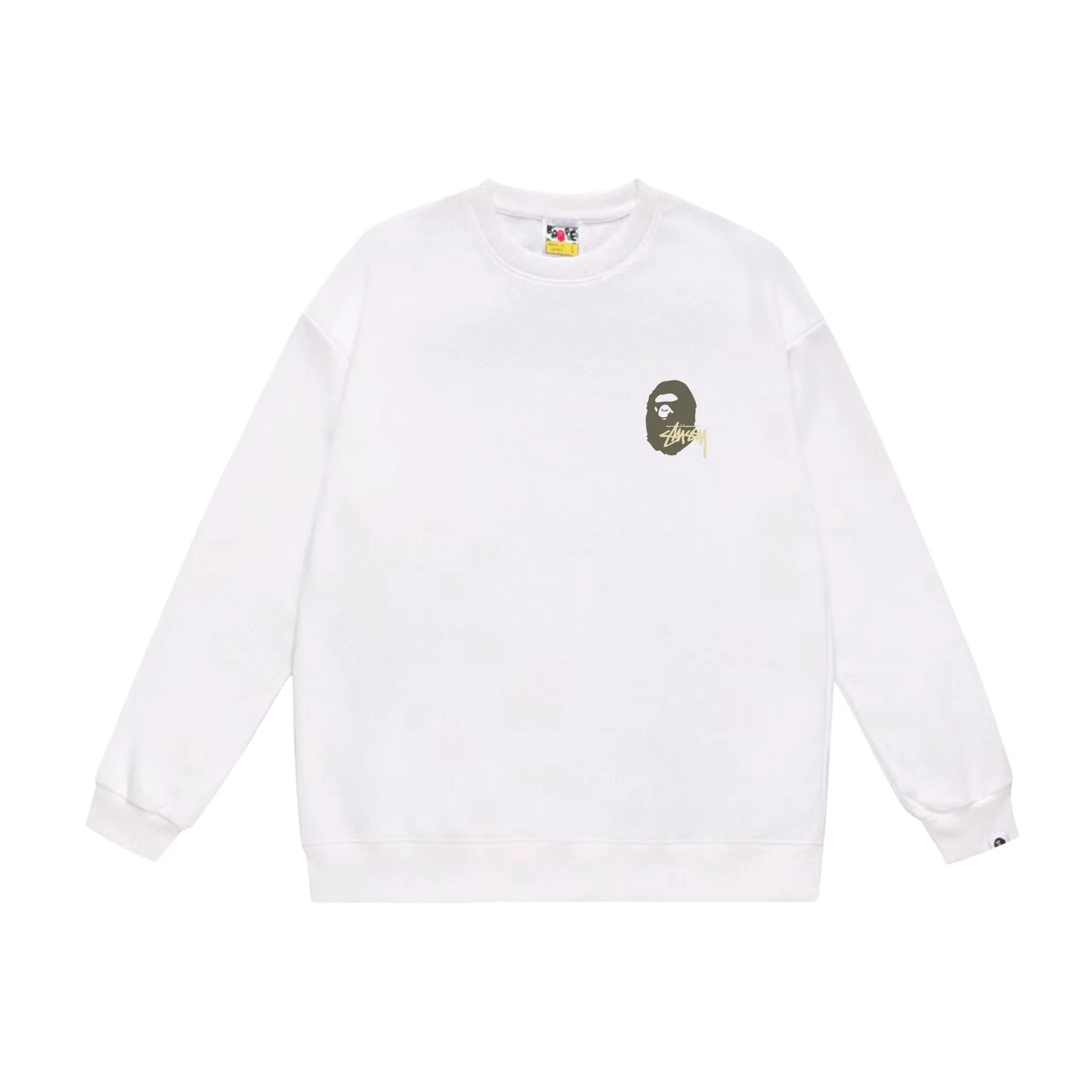 P150 model number SC510# terry 75 plus velvet 80 (top version) BAPE×STUSSY co-branded Stussy letter round neck sweatshirt Made of 350g large terry (drop shoulder large version) fabric, soft texture and no pilling Imported environmentally friendly printing glue, bright and three-dimensional pattern, quality 💥Same style for men and women, the upper body is fashionable Color: black printed yellow, white printed yellow, gray printed yellow Size: S M L XL XXL