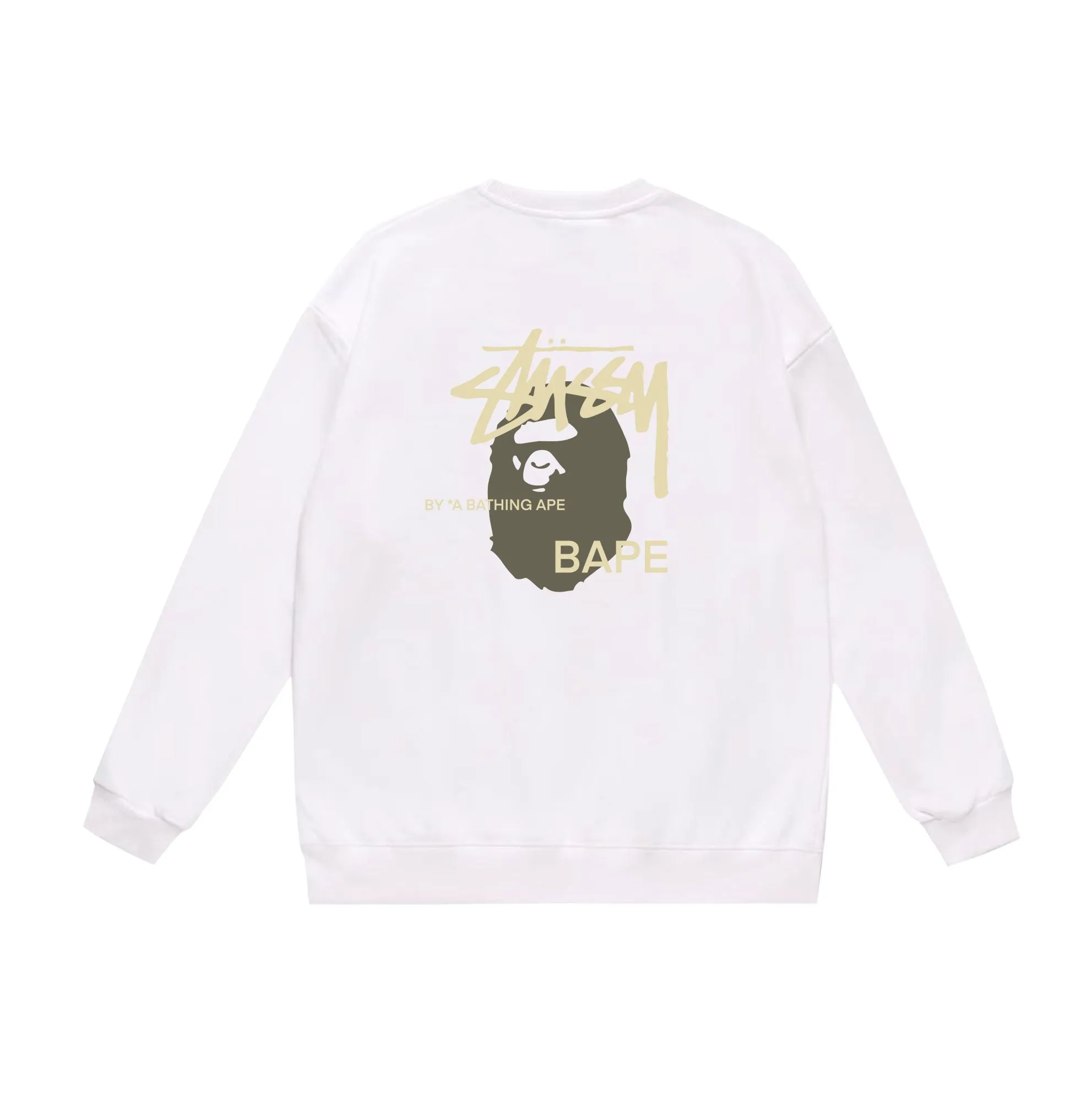 P150 model number SC510# terry 75 plus velvet 80 (top version) BAPE×STUSSY co-branded Stussy letter round neck sweatshirt Made of 350g large terry (drop shoulder large version) fabric, soft texture and no pilling Imported environmentally friendly printing glue, bright and three-dimensional pattern, quality 💥Same style for men and women, the upper body is fashionable Color: black printed yellow, white printed yellow, gray printed yellow Size: S M L XL XXL