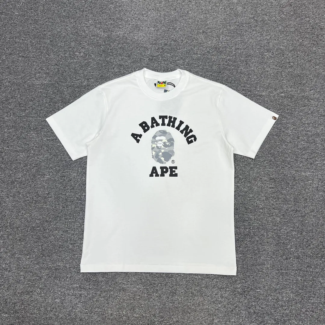 💰140 BAPE CITY CAMO COLLEGE TEE 24 new luminous camouflage letter small head printing 280g weight linen cotton fabric ZP version couple model: S-XXL [black gray white gray black black white black]