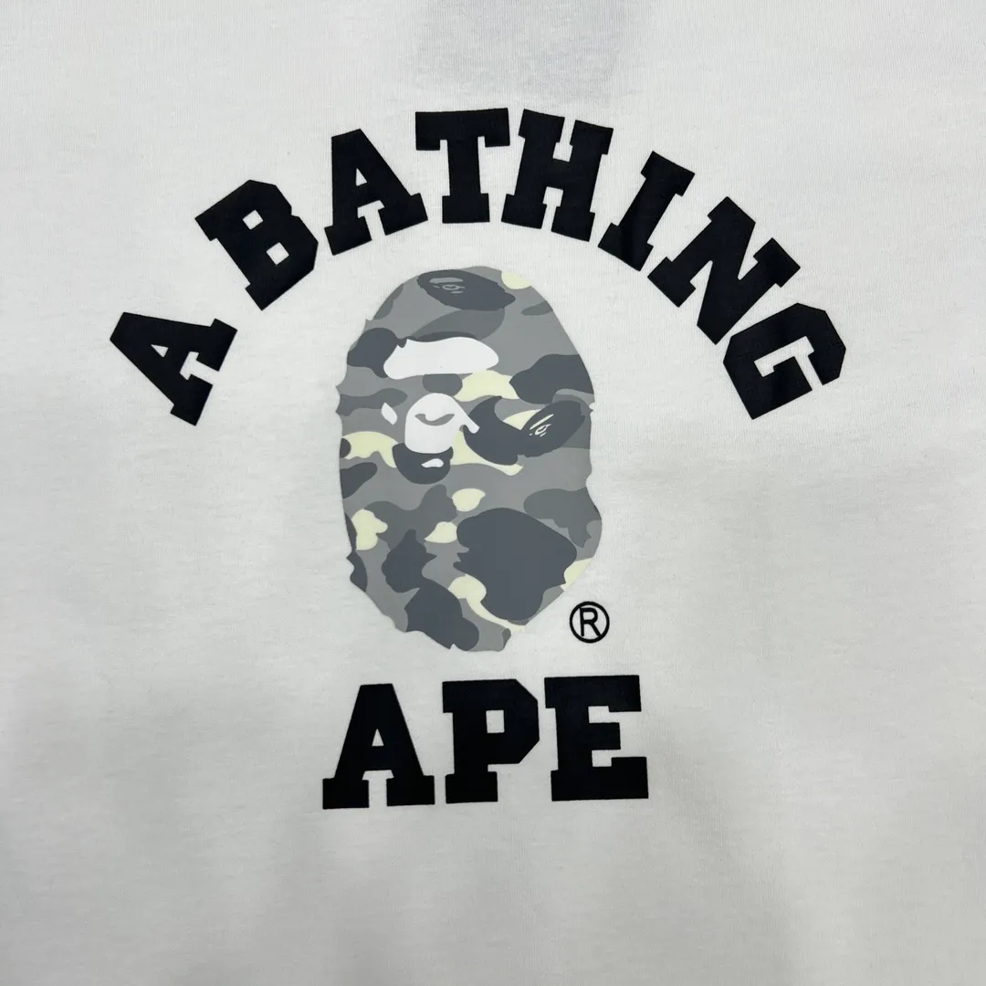 💰140 BAPE CITY CAMO COLLEGE TEE 24 new luminous camouflage letter small head printing 280g weight linen cotton fabric ZP version couple model: S-XXL [black gray white gray black black white black]