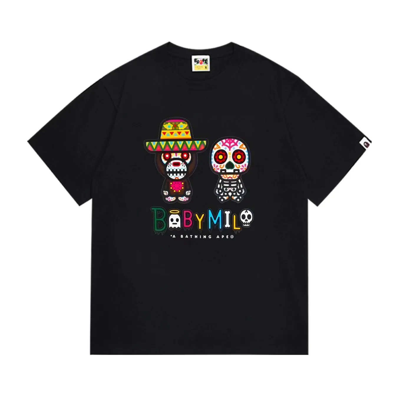 SC1008#p110💰 (top version) BAPE uses 260 grams of high-quality high-weave pure cotton fabric, double yarn combed, soft texture and no pilling, imported environmentally friendly printing glue, bright and three-dimensional pattern, quality 💥Same style for men and women, the upper body is fashionable Color: black white Size: S M L XL XXL