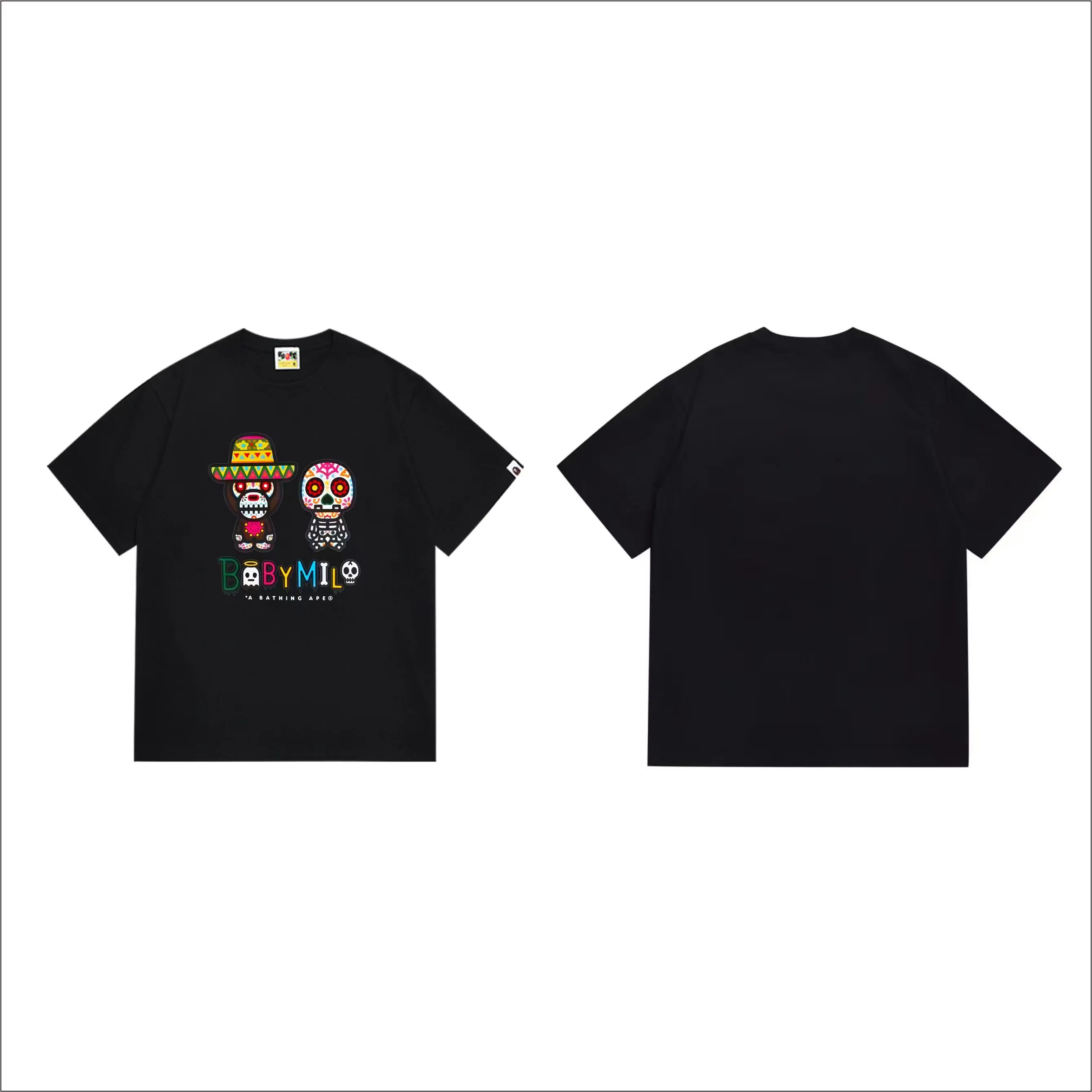SC1008#p110💰 (top version) BAPE uses 260 grams of high-quality high-weave pure cotton fabric, double yarn combed, soft texture and no pilling, imported environmentally friendly printing glue, bright and three-dimensional pattern, quality 💥Same style for men and women, the upper body is fashionable Color: black white Size: S M L XL XXL