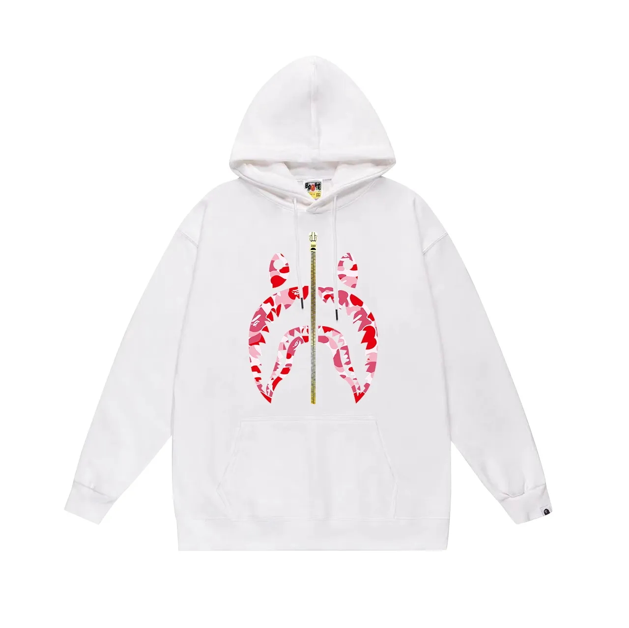 Model number SC689#terry p160 plus velvet p180💰 (top version) BAPE camouflage shark zipper printed hooded sweatshirt Made of 380g large terry 430g silver fox velvet (drop shoulder large version) fabric, soft and non-pilling, imported environmentally friendly printing glue, bright and three-dimensional pattern, quality 💥Same style for men and women, the upper body is trendy. Color: black and red, white and red, gray and red, black and green, white and green, gray and green. Black and blue, white and blue, gray and blue Size: S M L XL XXL