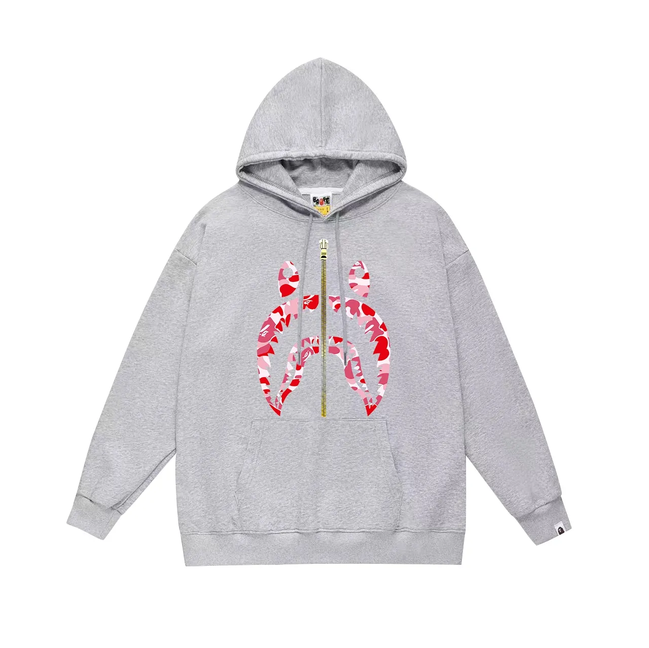 Model number SC689#terry p160 plus velvet p180💰 (top version) BAPE camouflage shark zipper printed hooded sweatshirt Made of 380g large terry 430g silver fox velvet (drop shoulder large version) fabric, soft and non-pilling, imported environmentally friendly printing glue, bright and three-dimensional pattern, quality 💥Same style for men and women, the upper body is trendy. Color: black and red, white and red, gray and red, black and green, white and green, gray and green. Black and blue, white and blue, gray and blue Size: S M L XL XXL