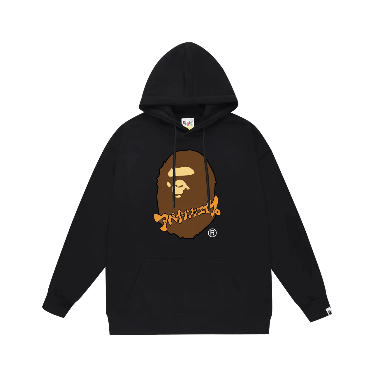 P160 model number SC788# terry 80 plus velvet 90 (top version) BAPE Japanese katakana printed letter hooded sweatshirt made of 380g large terry (drop shoulder large version) fabric, soft texture and non-pilling, imported environmentally friendly printing glue, bright and three-dimensional pattern, quality 💥Same style for men and women, the upper body is fashionable Color: black white gray Size: S M L XL XXL