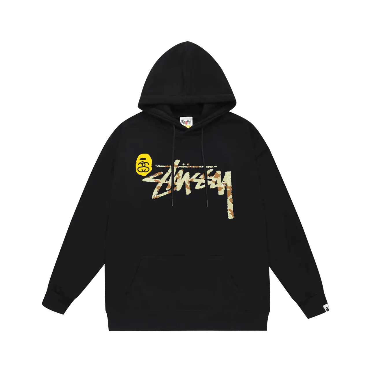 P160 model number SC782# terry 80 plus velvet 90 (top version) BAPE co-branded Stussy shark print hooded sweatshirt. Made of 380g large terry (drop shoulder large version) fabric. The texture is soft and non-pilling. Imported environmentally friendly printing glue. The pattern is bright and three-dimensional. Quality 💥Same style for men and women. The upper body is trendy. Color: black Size: S M L XL XXL