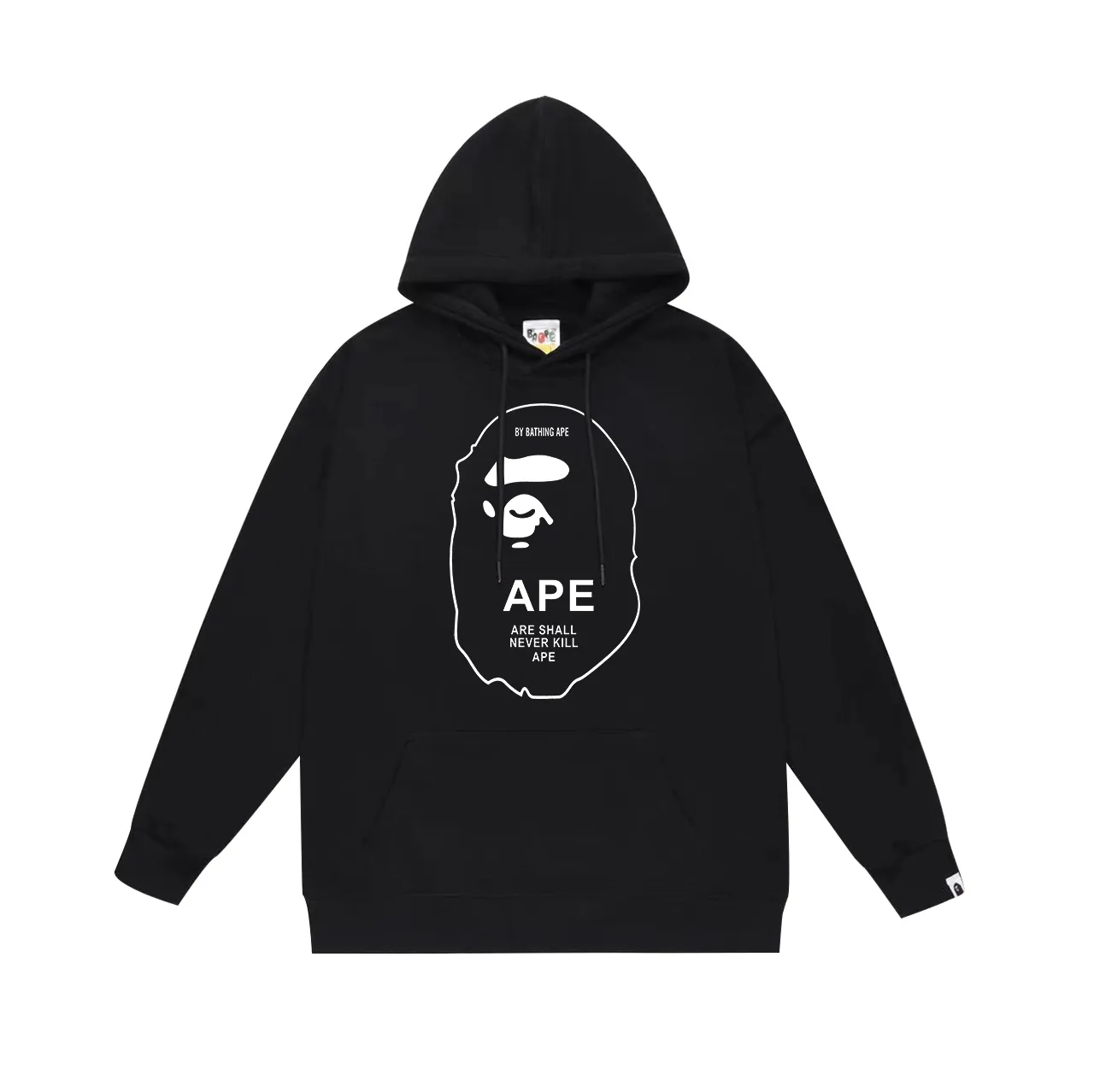 Model No. SC635# Terry p160 plus velvet p180💰 (top version) BAPE black and white threaded ape-man LOGO double-sided printed hooded sweatshirt. Made of 380g large terry 430g silver fox velvet (drop shoulder large version) fabric. The texture is soft and non-pilling. Imported environmentally friendly printing glue. The pattern is bright and three-dimensional. Quality💥Same style for men and women. The upper body is trendy. Color: black white gray Size: S M L XL XXL