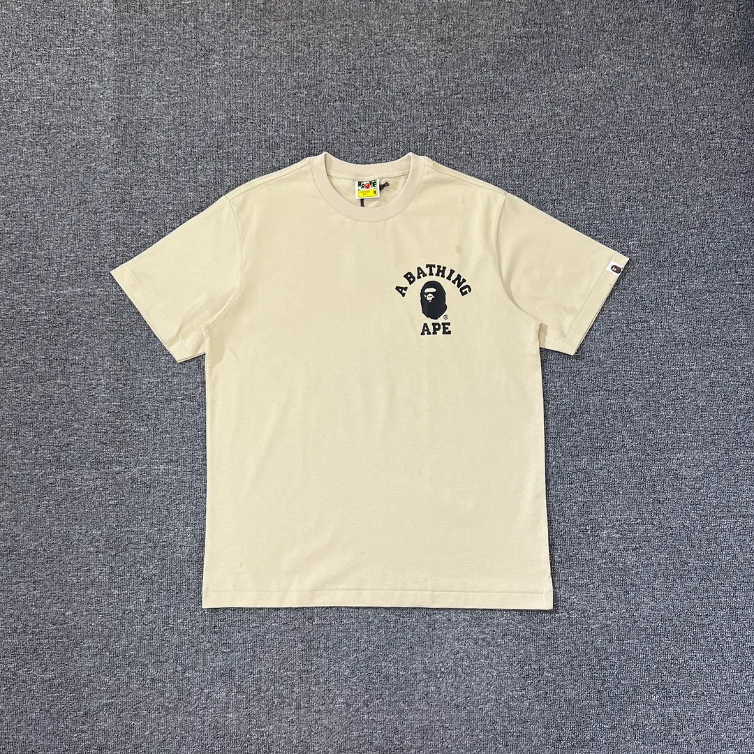💰140 BAPE classic ape head letter print 280g heavy linen cotton fabric ZP version Couple style: S-XXL [Mi Xing white black navy]