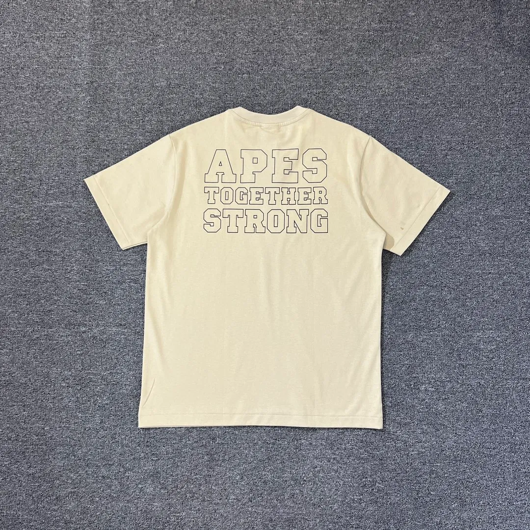 💰140 BAPE classic ape head letter print 280g heavy linen cotton fabric ZP version Couple style: S-XXL [Mi Xing white black navy]