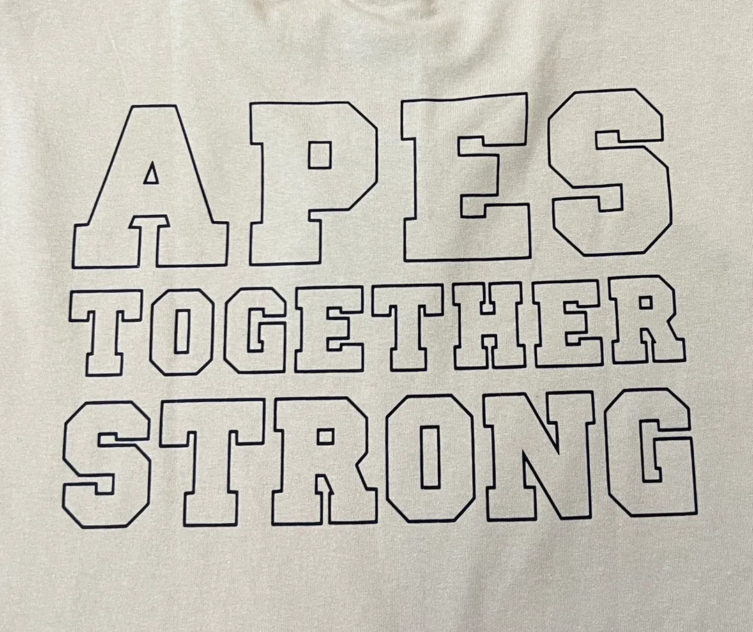 💰140 BAPE classic ape head letter print 280g heavy linen cotton fabric ZP version Couple style: S-XXL [Mi Xing white black navy]