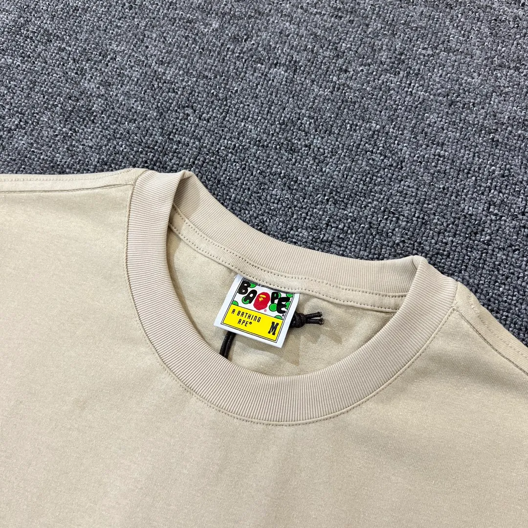 💰140 BAPE classic ape head letter print 280g heavy linen cotton fabric ZP version Couple style: S-XXL [Mi Xing white black navy]