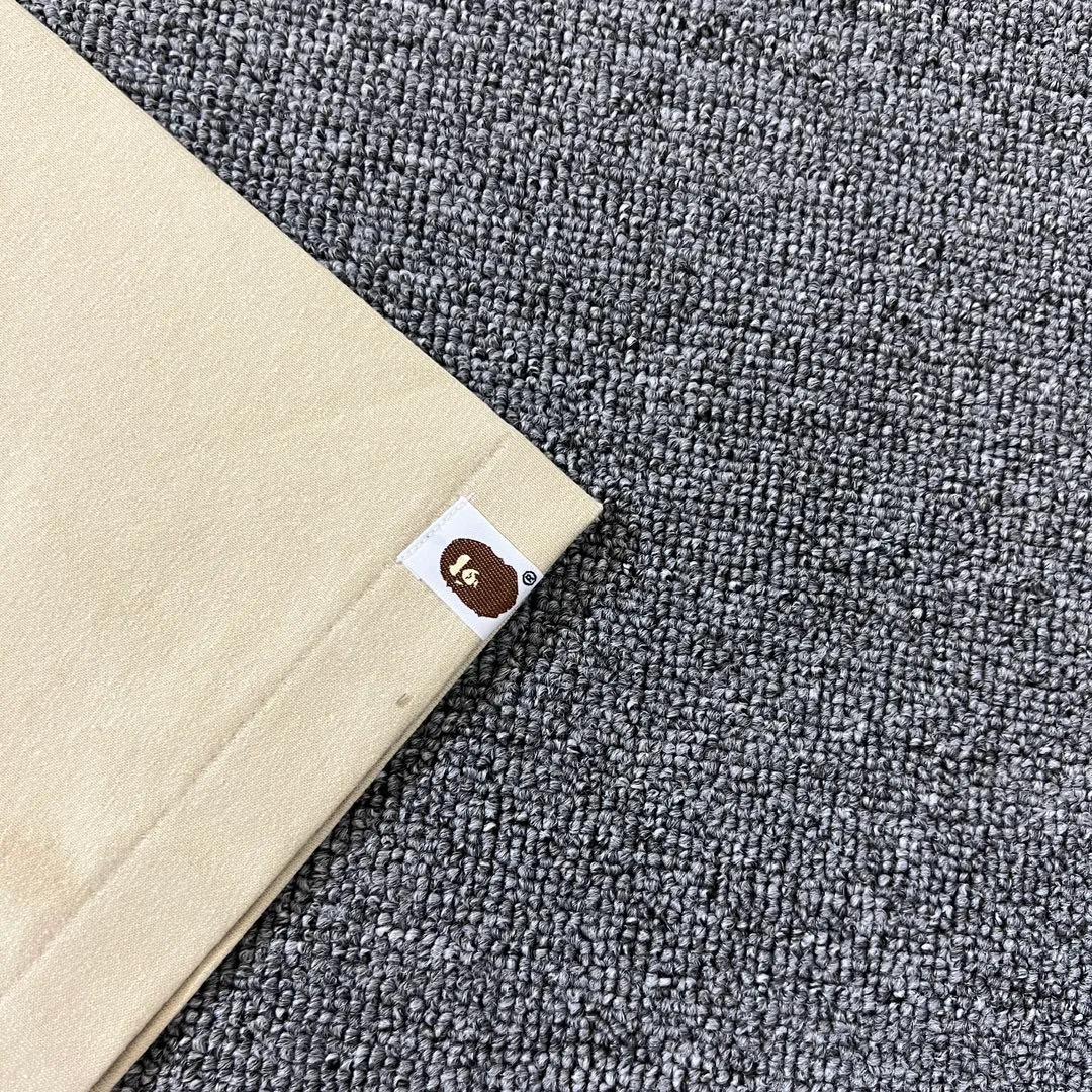 💰140 BAPE classic ape head letter print 280g heavy linen cotton fabric ZP version Couple style: S-XXL [Mi Xing white black navy]
