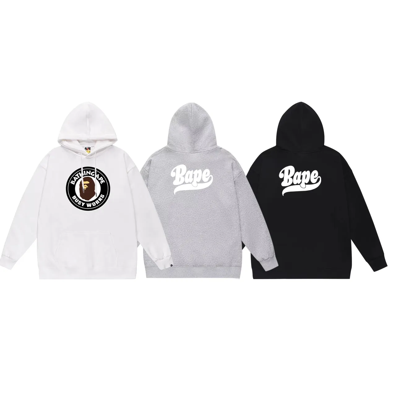 Model number SC736#terry p160 plus velvet 180💰 (top version) BAPE autumn and winter ape head medallion letters camouflage splicing printed hooded sweatshirt Made of 380g large terry (drop shoulder large version) fabric, soft texture and no pilling Imported environmentally friendly printing glue The pattern is bright and three-dimensional Quality💥Same style for men and women The upper body is trendy Color: black white gray Size: S M L XL XXL