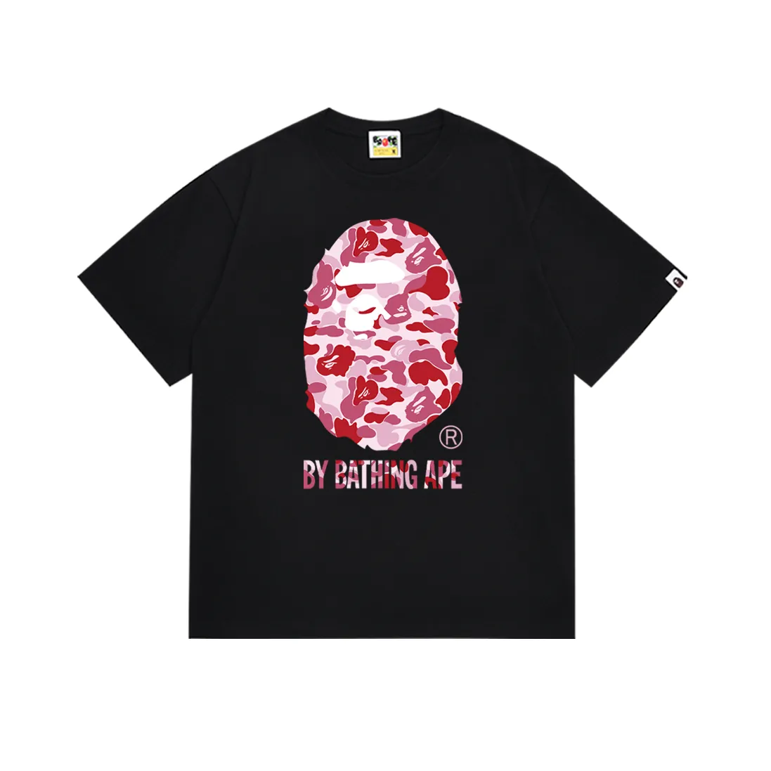 P110 SC075 (top version) BAPE camouflage ape head LOGO printed short-sleeved T-shirt Made of 260 grams of high-quality high-weave pure cotton fabric, double yarn combed, soft texture and no pilling Imported environmentally friendly printing glue, bright and three-dimensional pattern, quality 💥Same style for men and women, the upper body is fashionable Color: black green white green black pink white pink black blue white blue Size: S M L XL XXL