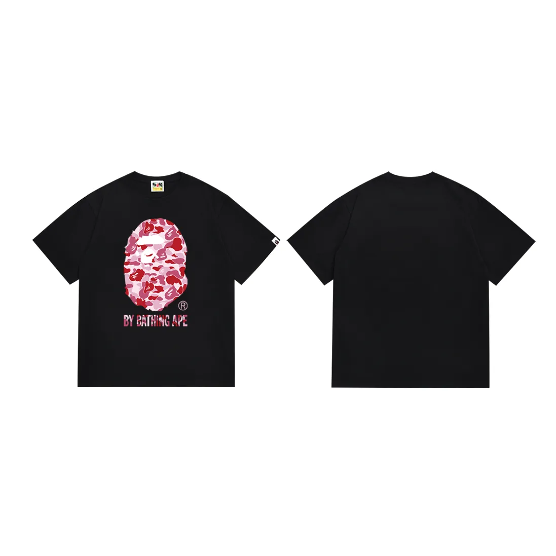 P110 SC075 (top version) BAPE camouflage ape head LOGO printed short-sleeved T-shirt Made of 260 grams of high-quality high-weave pure cotton fabric, double yarn combed, soft texture and no pilling Imported environmentally friendly printing glue, bright and three-dimensional pattern, quality 💥Same style for men and women, the upper body is fashionable Color: black green white green black pink white pink black blue white blue Size: S M L XL XXL