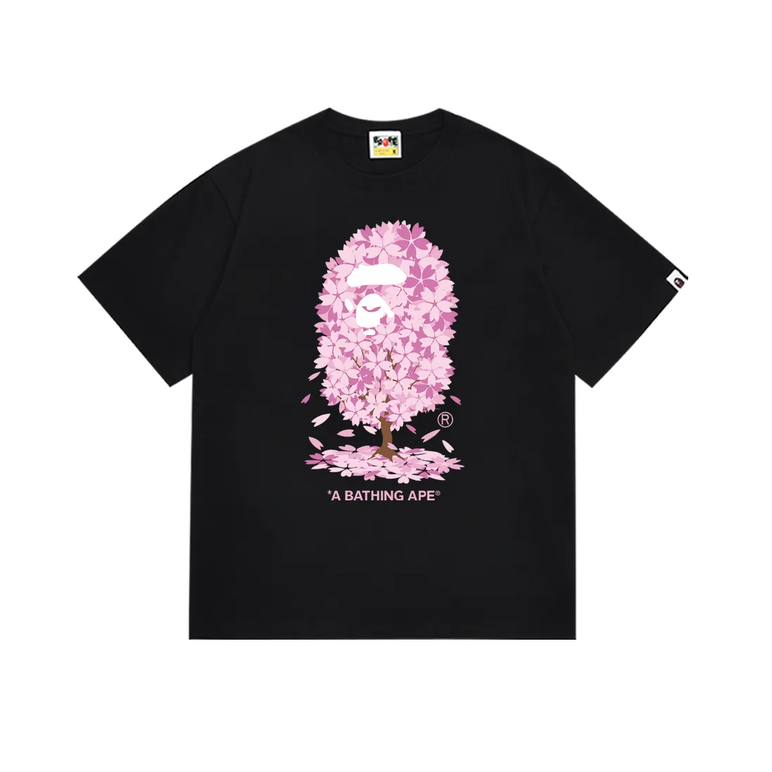 P110 SC039# (top version) BAPE Sakura Tree Second Generation Limited 2022SS printed short-sleeved T-shirt Made of 260 grams of high-quality high-weave pure cotton fabric, double yarn combed, soft texture and no pilling Imported environmentally friendly printing glue, bright and three-dimensional pattern, quality 💥Same style for men and women, the upper body is fashionable Color: black and white Size: S M L XL XXL
