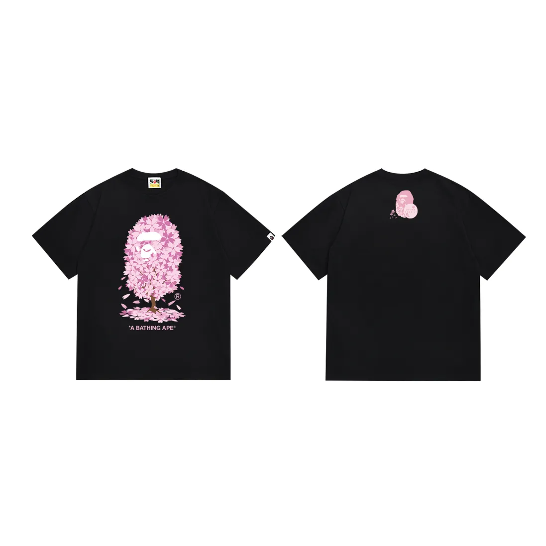 P110 SC039# (top version) BAPE Sakura Tree Second Generation Limited 2022SS printed short-sleeved T-shirt Made of 260 grams of high-quality high-weave pure cotton fabric, double yarn combed, soft texture and no pilling Imported environmentally friendly printing glue, bright and three-dimensional pattern, quality 💥Same style for men and women, the upper body is fashionable Color: black and white Size: S M L XL XXL