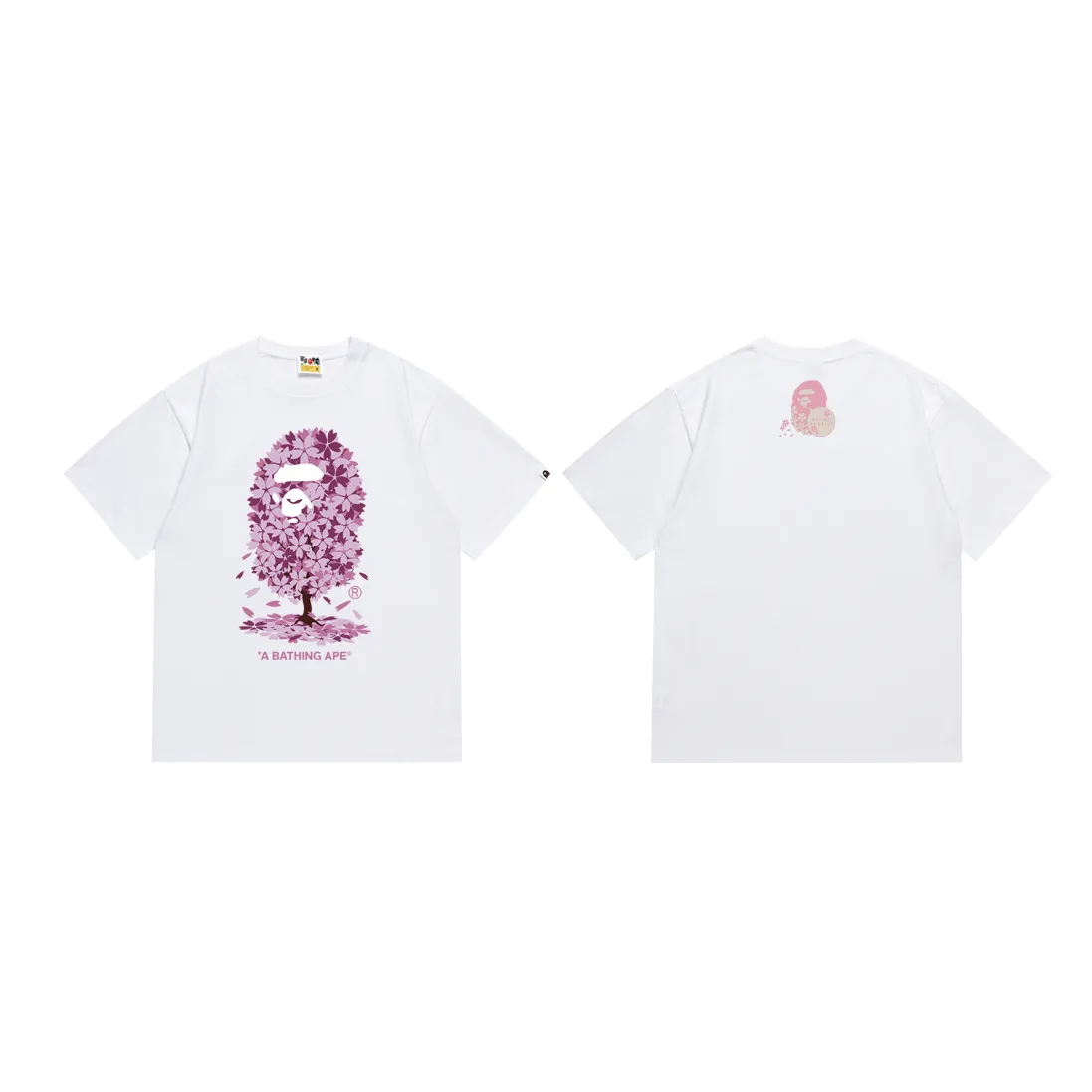 P110 SC039# (top version) BAPE Sakura Tree Second Generation Limited 2022SS printed short-sleeved T-shirt Made of 260 grams of high-quality high-weave pure cotton fabric, double yarn combed, soft texture and no pilling Imported environmentally friendly printing glue, bright and three-dimensional pattern, quality 💥Same style for men and women, the upper body is fashionable Color: black and white Size: S M L XL XXL