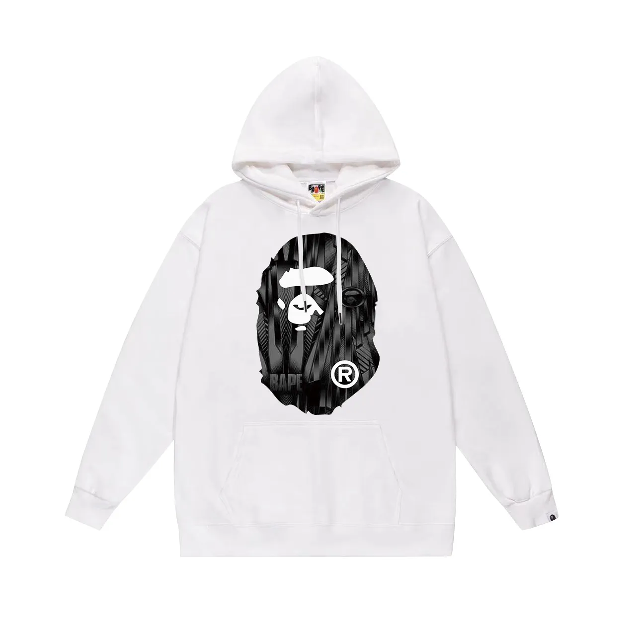 Model No. SC704# terry p160 plus velvet p180💰 (top version) BAPE speed racing speed pattern ape head print hooded sweatshirt. Made of 380g large terry 430g silver fox velvet (drop shoulder large version) fabric. The texture is soft and non-pilling. Imported environmentally friendly printing glue. The pattern is bright and three-dimensional. Quality💥Same style for men and women. The upper body is trendy. Color: dark brown, white brown, taupe. Size: S M L XL XXL