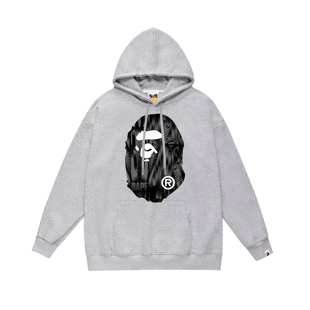 Model No. SC704# terry p160 plus velvet p180💰 (top version) BAPE speed racing speed pattern ape head print hooded sweatshirt. Made of 380g large terry 430g silver fox velvet (drop shoulder large version) fabric. The texture is soft and non-pilling. Imported environmentally friendly printing glue. The pattern is bright and three-dimensional. Quality💥Same style for men and women. The upper body is trendy. Color: dark brown, white brown, taupe. Size: S M L XL XXL