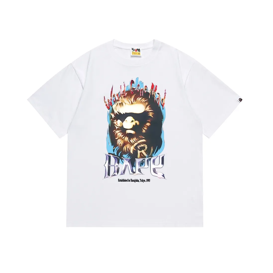 SC088#p110💰 (top version) BAPE ape head letter print pattern solid color short-sleeved T-shirt Made of 260 grams of high-quality high-weave pure cotton fabric, double yarn combed, soft and non-pilling texture, imported environmentally friendly printing glue, bright and three-dimensional pattern, quality 💥Same style for men and women, the upper body is fashionable Color: black white Size: S M L XL XXL