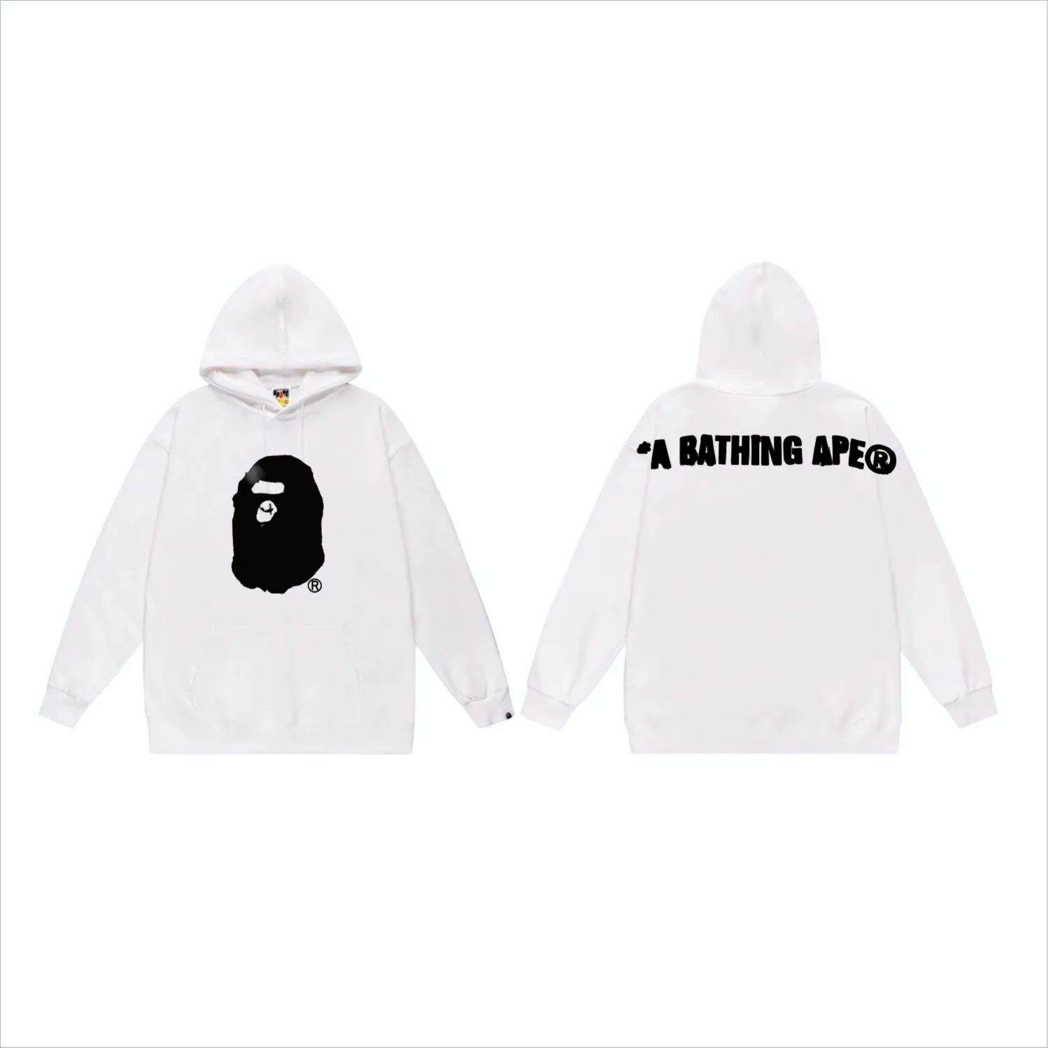 P160 model number SC868# terry 80 plus velvet 90 (top version) BAPE SS24 inkjet feeling ape head letter printed hooded sweatshirt Made of 380 grams of large terry (drop shoulder large version) fabric, soft texture and no pilling Imported environmentally friendly printing glue The pattern is bright and three-dimensional Quality 💥Same style for men and women The upper body is trendy Color: black white gray Size: S M L XL XXL