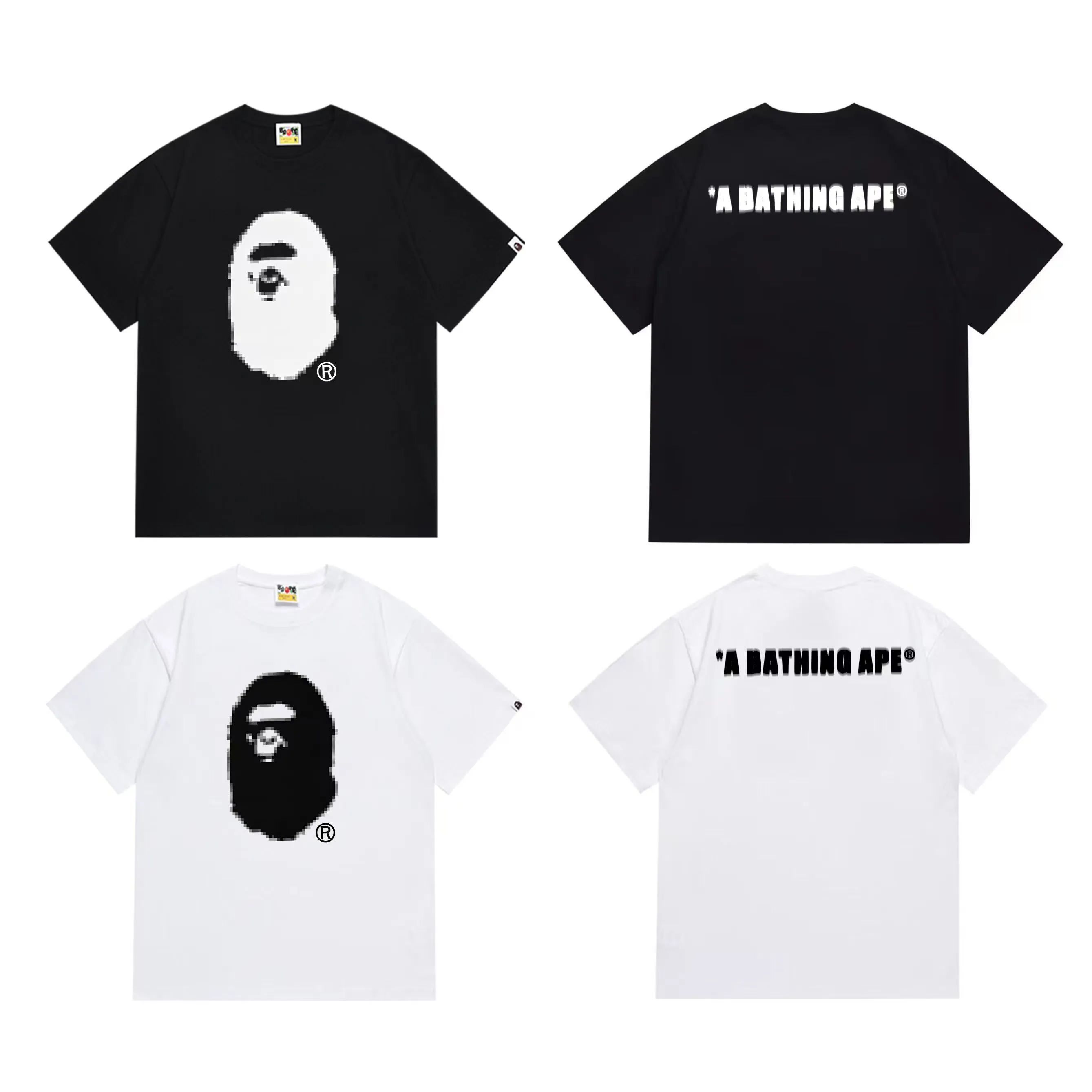 SC1011#p110💰 (top version) BAPE uses 260 grams of high-quality high-weave pure cotton fabric, double yarn combed, soft and non-pilling texture, imported environmentally friendly printing glue, bright and three-dimensional pattern, quality 💥Same style for men and women, the upper body is trendy Color: Black White Size: S M L XL XXL