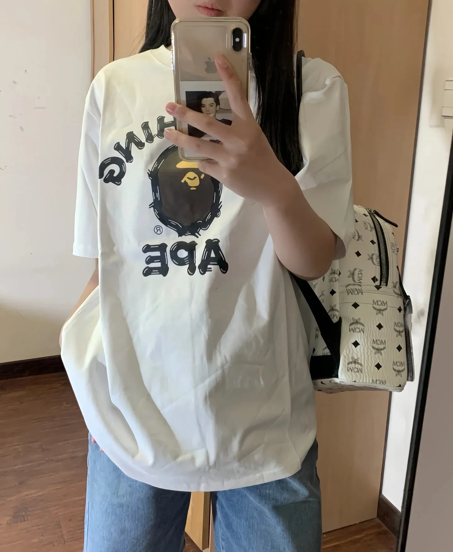 P110 001172 bape ape head print short-sleeved T-shirt, same style for men and women, size smlxlxxl, black and white