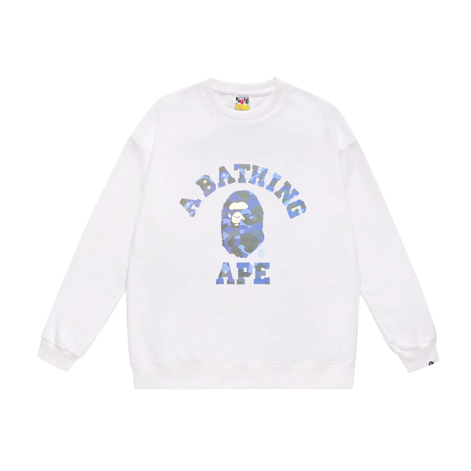 P170 model number SC549# terry 80 plus velvet 85 (top version) BAPE camouflage ape head letter print pattern round neck sweatshirt Made of 350g large terry (drop shoulder large version) fabric, soft texture and no pilling Imported environmentally friendly printing glue, bright and three-dimensional pattern, quality 💥Same style for men and women, the upper body is fashionable Color: black camouflage white camouflage gray camouflage black and red white red gray red black blue white blue Gray blue Black purple White purple Gray purple Black and yellow White and yellow Gray and yellow Size: S M L XL XXL