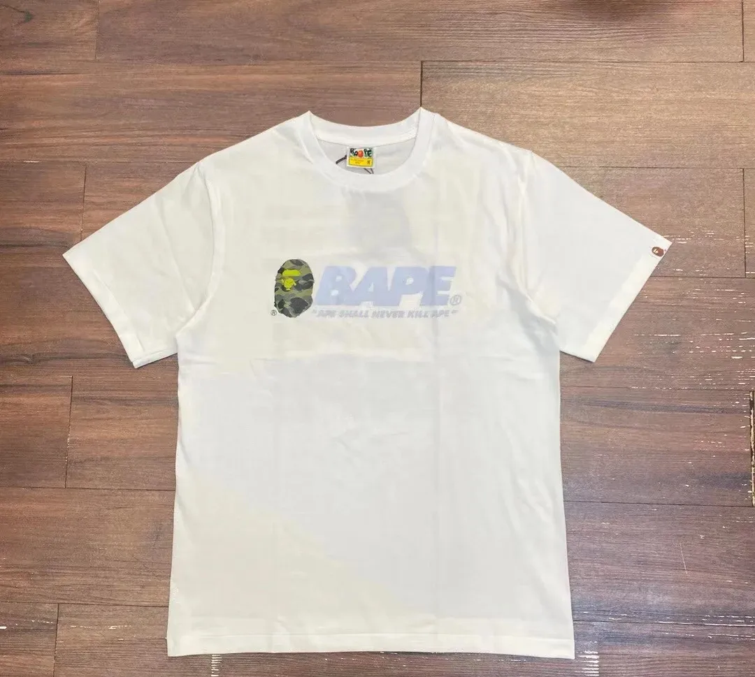 P110 001030 Japanese trendy brand ape head bape printed short-sleeved T-shirt, same style for men and women, size smlxlxxl, black and white