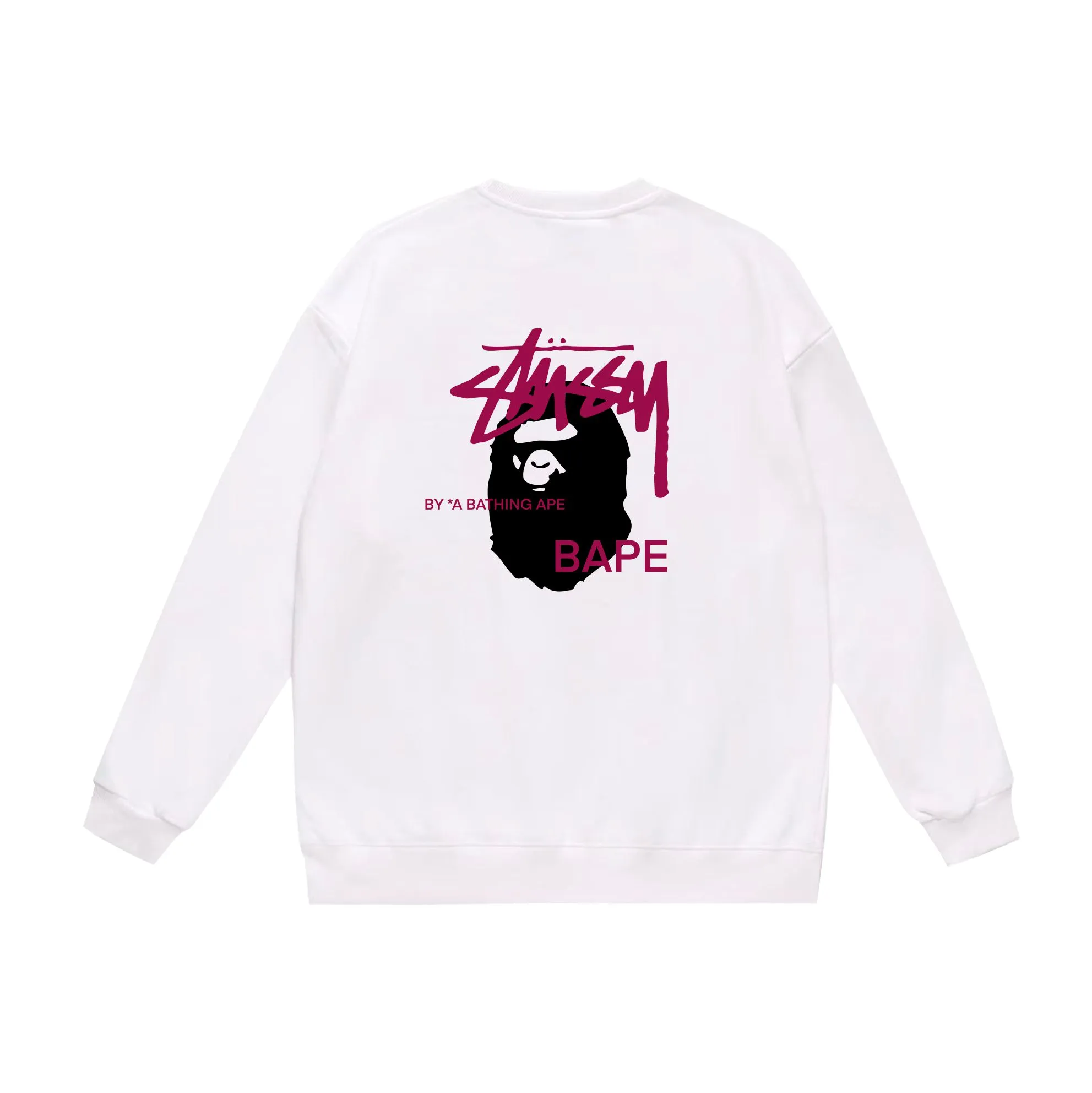P150 model number SC510# terry 75 plus velvet 80 (top version) BAPE×STUSSY co-branded Stussy letter round neck sweatshirt Made of 350g large terry (drop shoulder large version) fabric, soft texture and no pilling Imported environmentally friendly printing glue The pattern is bright and three-dimensional Quality 💥Same style for men and women The upper body is trendy Color: white printed purple, gray printed purple Size: S M L XL XXL