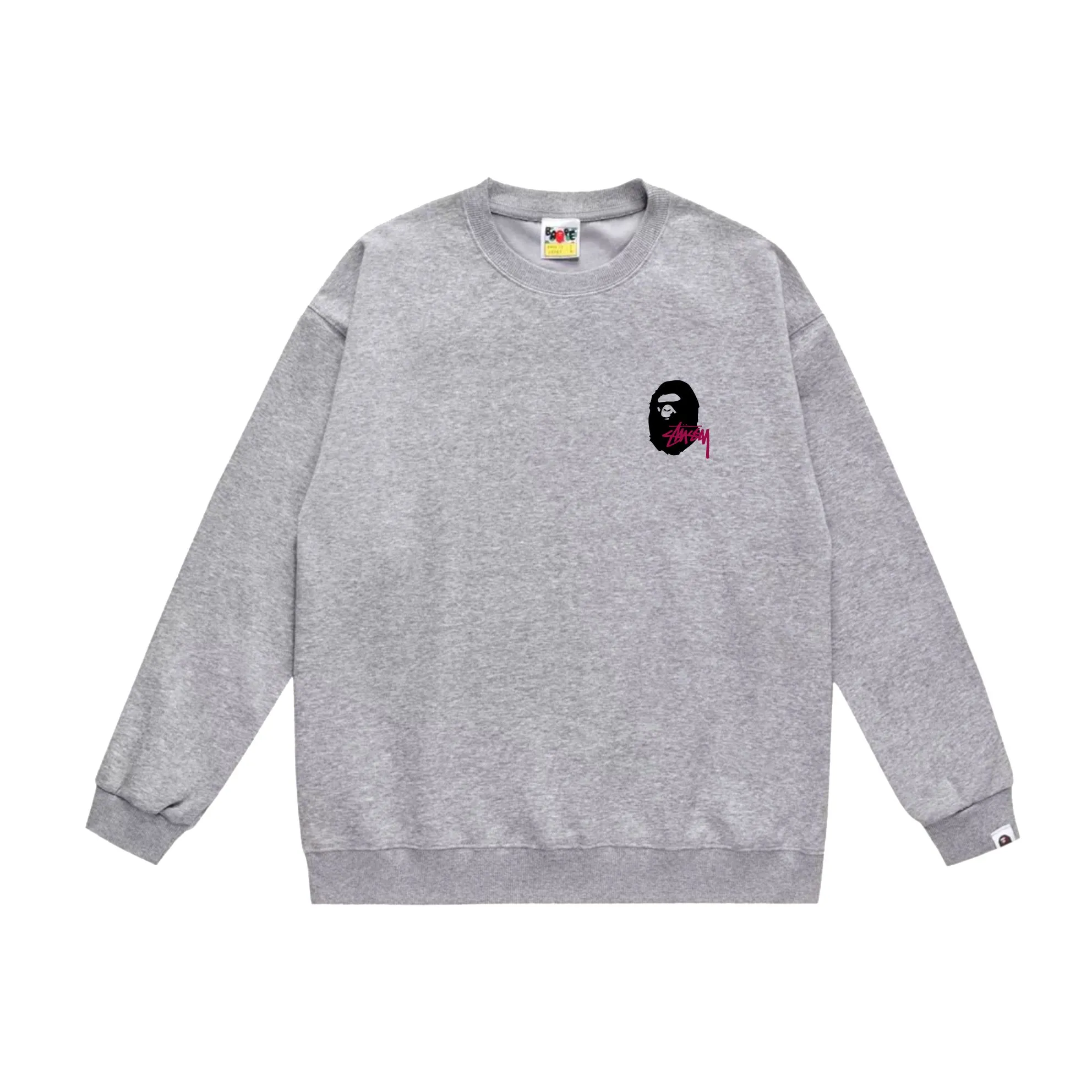 P150 model number SC510# terry 75 plus velvet 80 (top version) BAPE×STUSSY co-branded Stussy letter round neck sweatshirt Made of 350g large terry (drop shoulder large version) fabric, soft texture and no pilling Imported environmentally friendly printing glue The pattern is bright and three-dimensional Quality 💥Same style for men and women The upper body is trendy Color: white printed purple, gray printed purple Size: S M L XL XXL