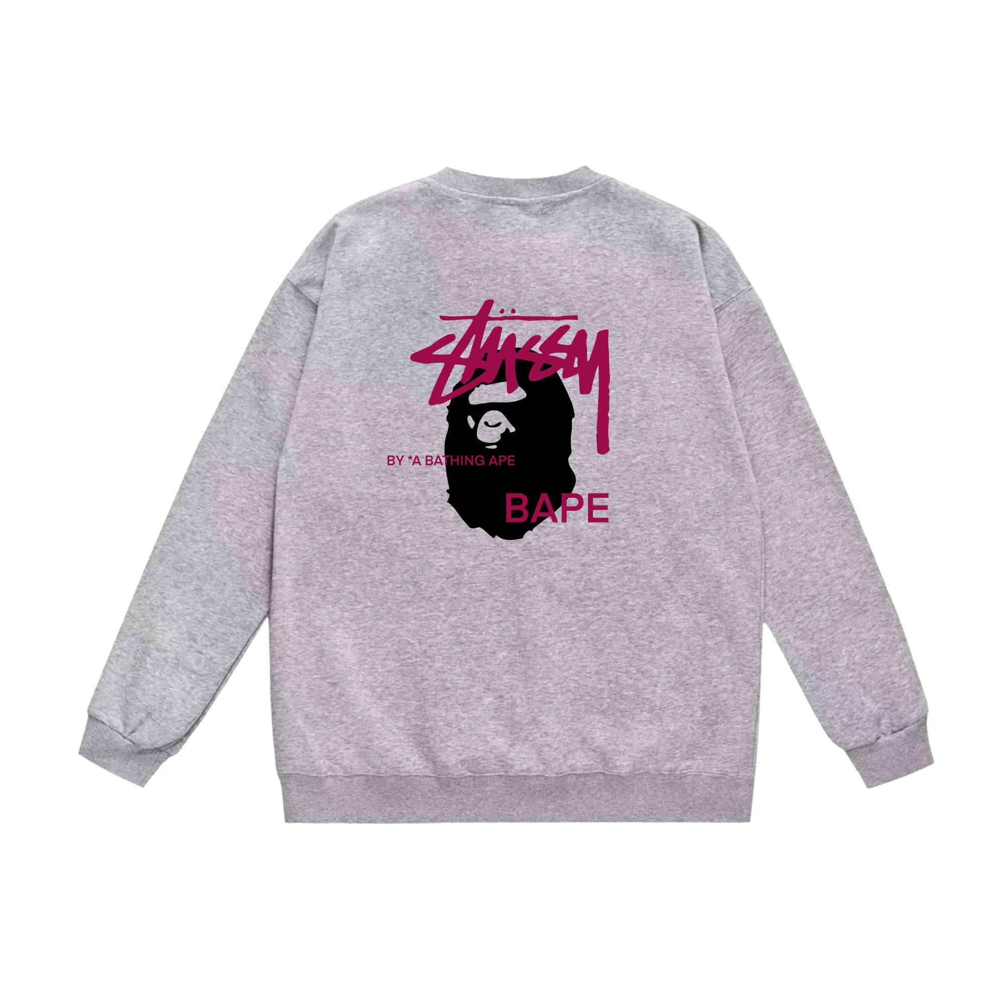 P150 model number SC510# terry 75 plus velvet 80 (top version) BAPE×STUSSY co-branded Stussy letter round neck sweatshirt Made of 350g large terry (drop shoulder large version) fabric, soft texture and no pilling Imported environmentally friendly printing glue The pattern is bright and three-dimensional Quality 💥Same style for men and women The upper body is trendy Color: white printed purple, gray printed purple Size: S M L XL XXL