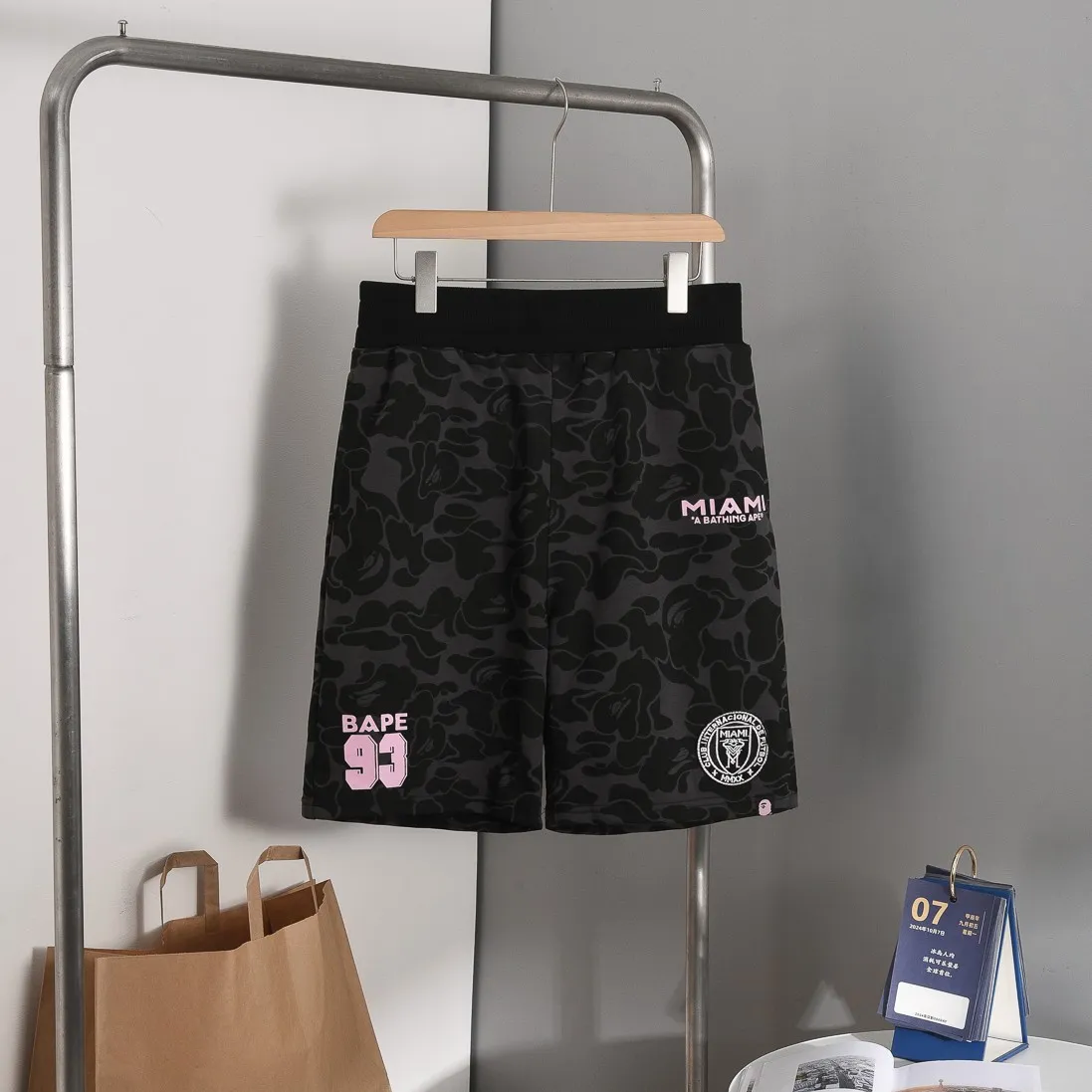 P150 Miami - Style No. B201 BAPE×inter MIAMI Messi joint Miami International multi-color camouflage shorts Color: black, white, pink Size: S M L XL XXL