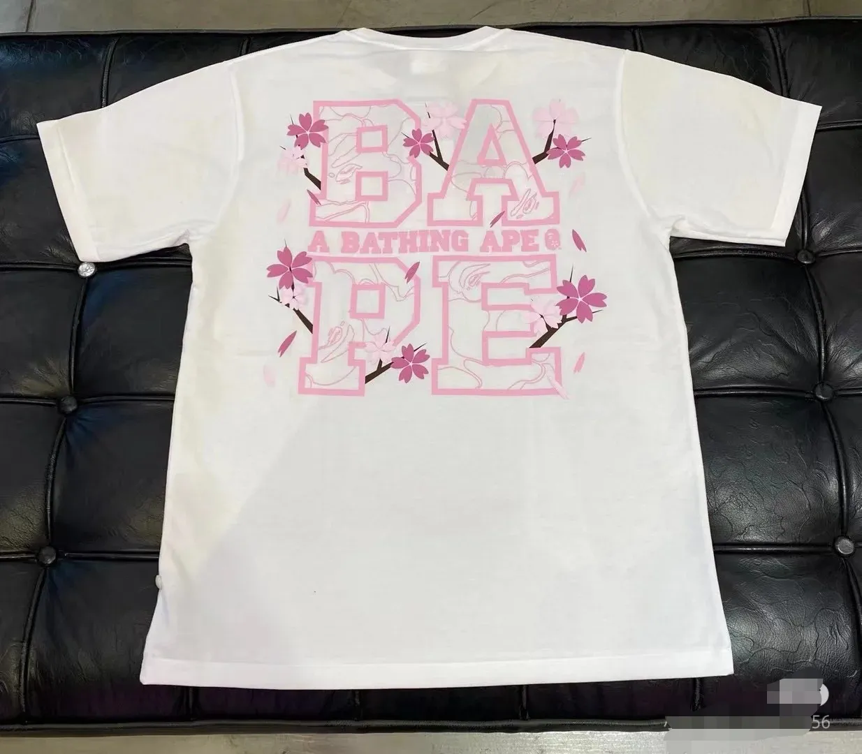 P110 00132 A BATHING APE BAPE Sakura Tee Sakura print round neck pullover short-sleeved T-shirt, same style for men and women, size smlxlxxl, white black