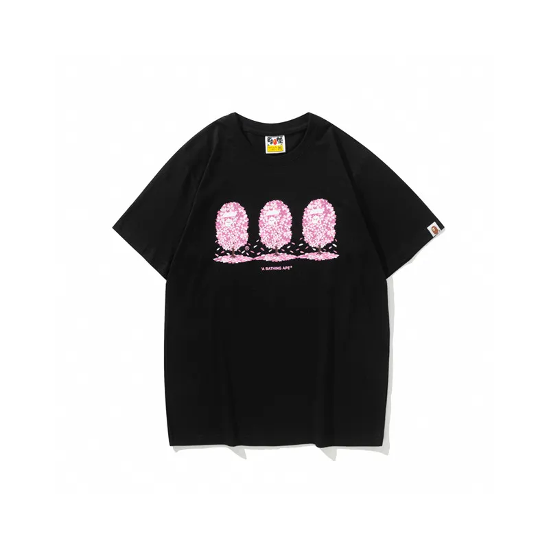 P110 00132 A BATHING APE BAPE Sakura Tee Sakura print round neck pullover short-sleeved T-shirt, same style for men and women, size smlxlxxl, white black