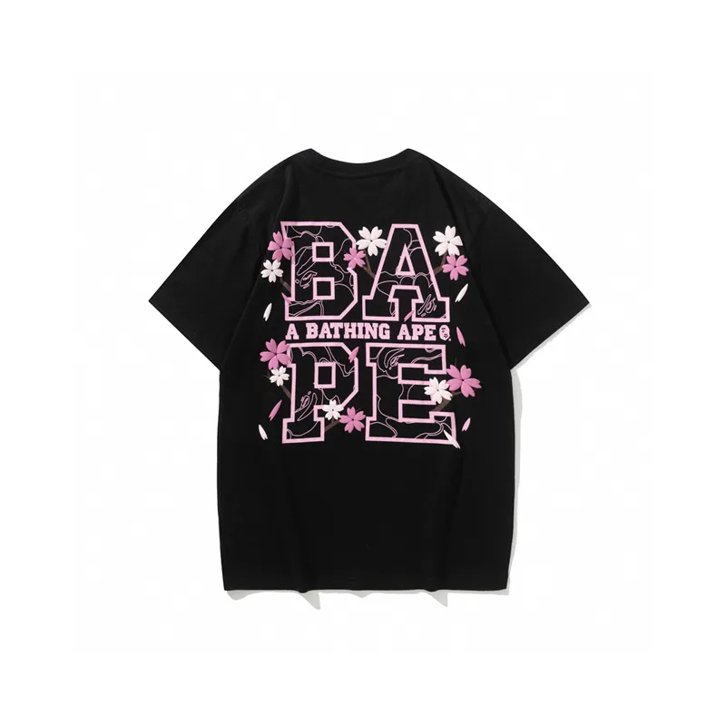 P110 00132 A BATHING APE BAPE Sakura Tee Sakura print round neck pullover short-sleeved T-shirt, same style for men and women, size smlxlxxl, white black