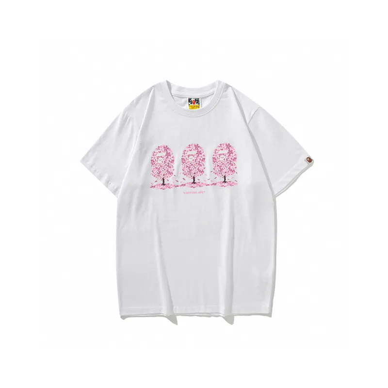 P110 00132 A BATHING APE BAPE Sakura Tee Sakura print round neck pullover short-sleeved T-shirt, same style for men and women, size smlxlxxl, white black