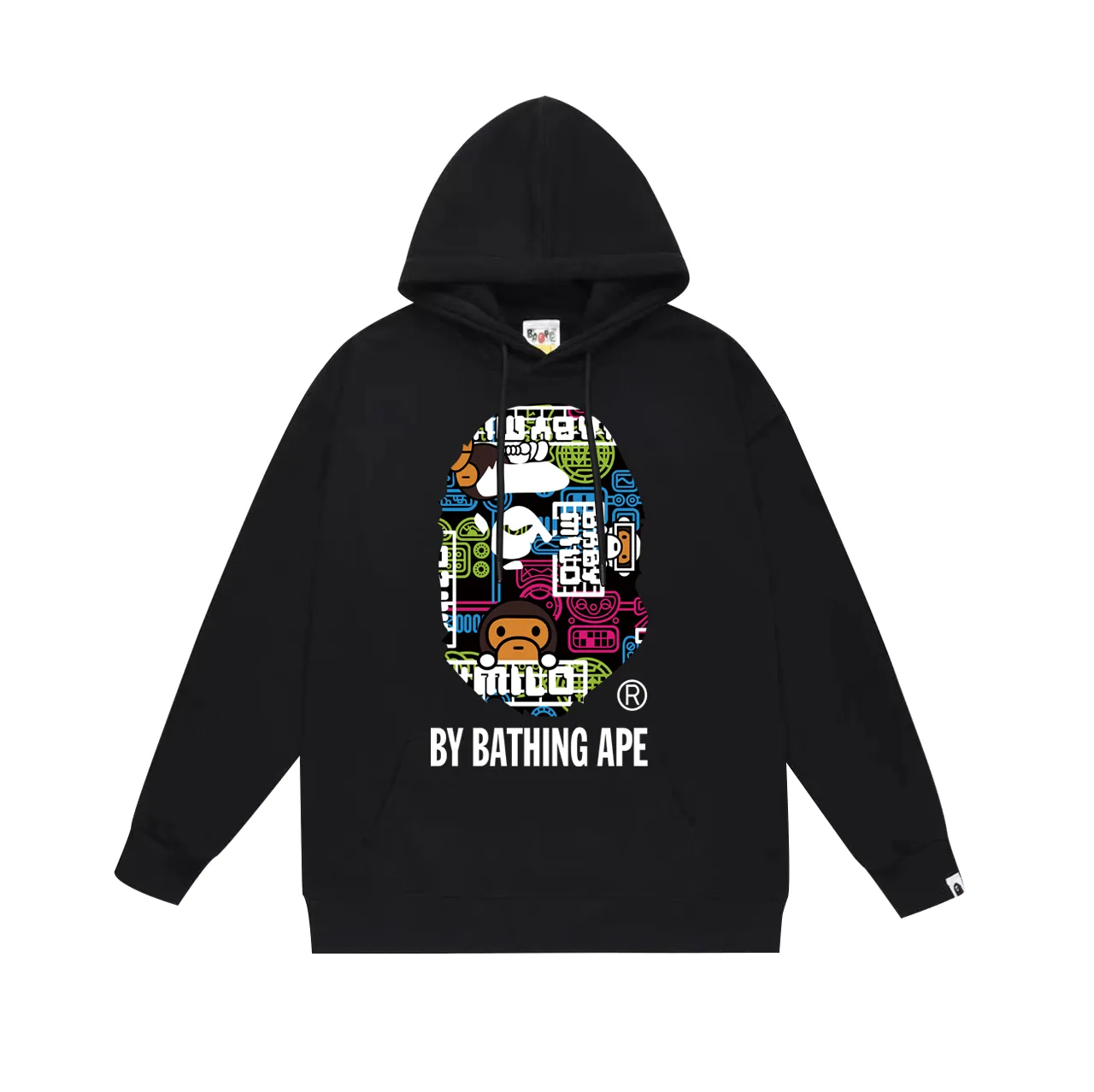 Model number SC757# Terry p160 plus velvet 180💰 (top version) BAPE ape head cartoon pattern printed hooded sweatshirt Made of 380 grams of large terry (drop shoulder large version) fabric, soft texture and no pilling Imported environmentally friendly printing glue The pattern is bright and three-dimensional Quality💥Same style for men and women The upper body is trendy Color: black white gray Size: S M L XL XXL