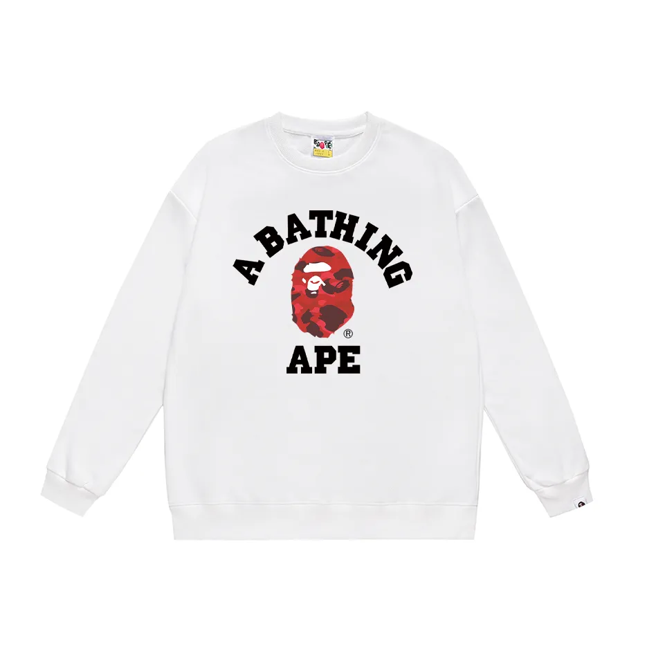 P150 model number SC453# terry 75 plus velvet 80 (top version) BAPE classic monogram monogram printed round neck sweatshirt. Made of 350 grams of large terry (drop shoulder large version) fabric. The texture is soft and non-pilling. Imported environmentally friendly printing glue. The pattern is bright and three-dimensional. Quality 💥Same style for men and women. The upper body is trendy. Color: black white gray Size: S M L XL XXL