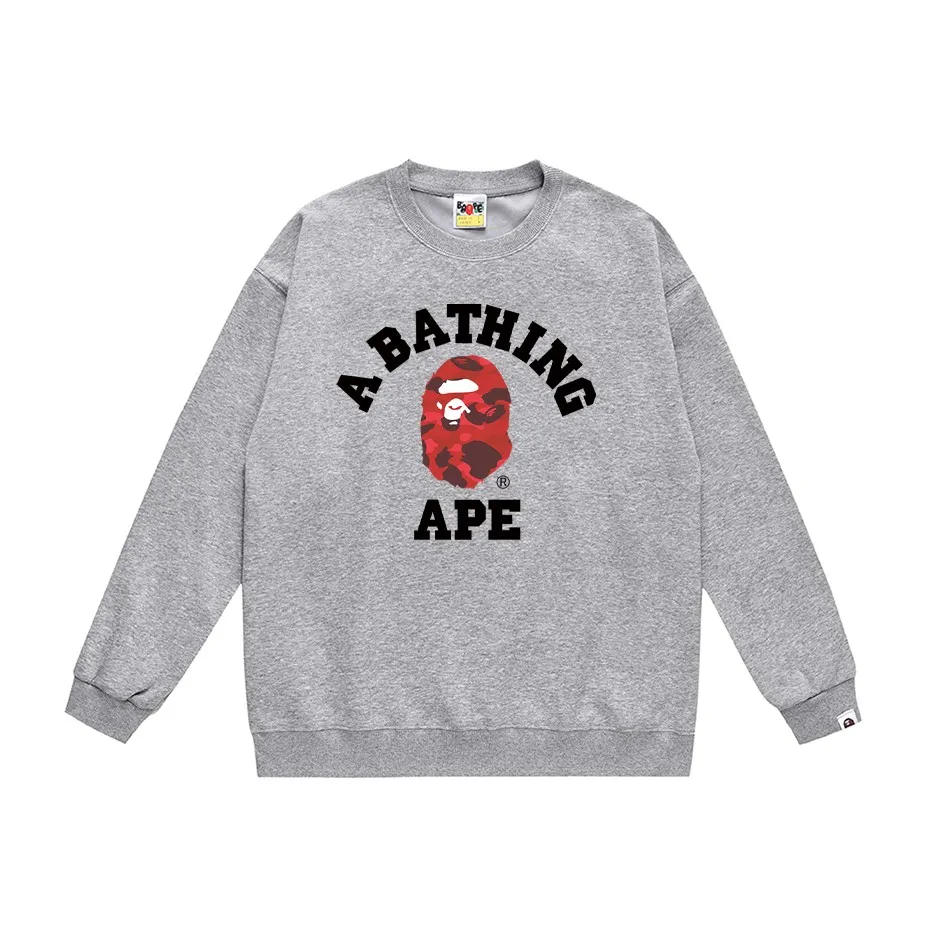 P150 model number SC453# terry 75 plus velvet 80 (top version) BAPE classic monogram monogram printed round neck sweatshirt. Made of 350 grams of large terry (drop shoulder large version) fabric. The texture is soft and non-pilling. Imported environmentally friendly printing glue. The pattern is bright and three-dimensional. Quality 💥Same style for men and women. The upper body is trendy. Color: black white gray Size: S M L XL XXL